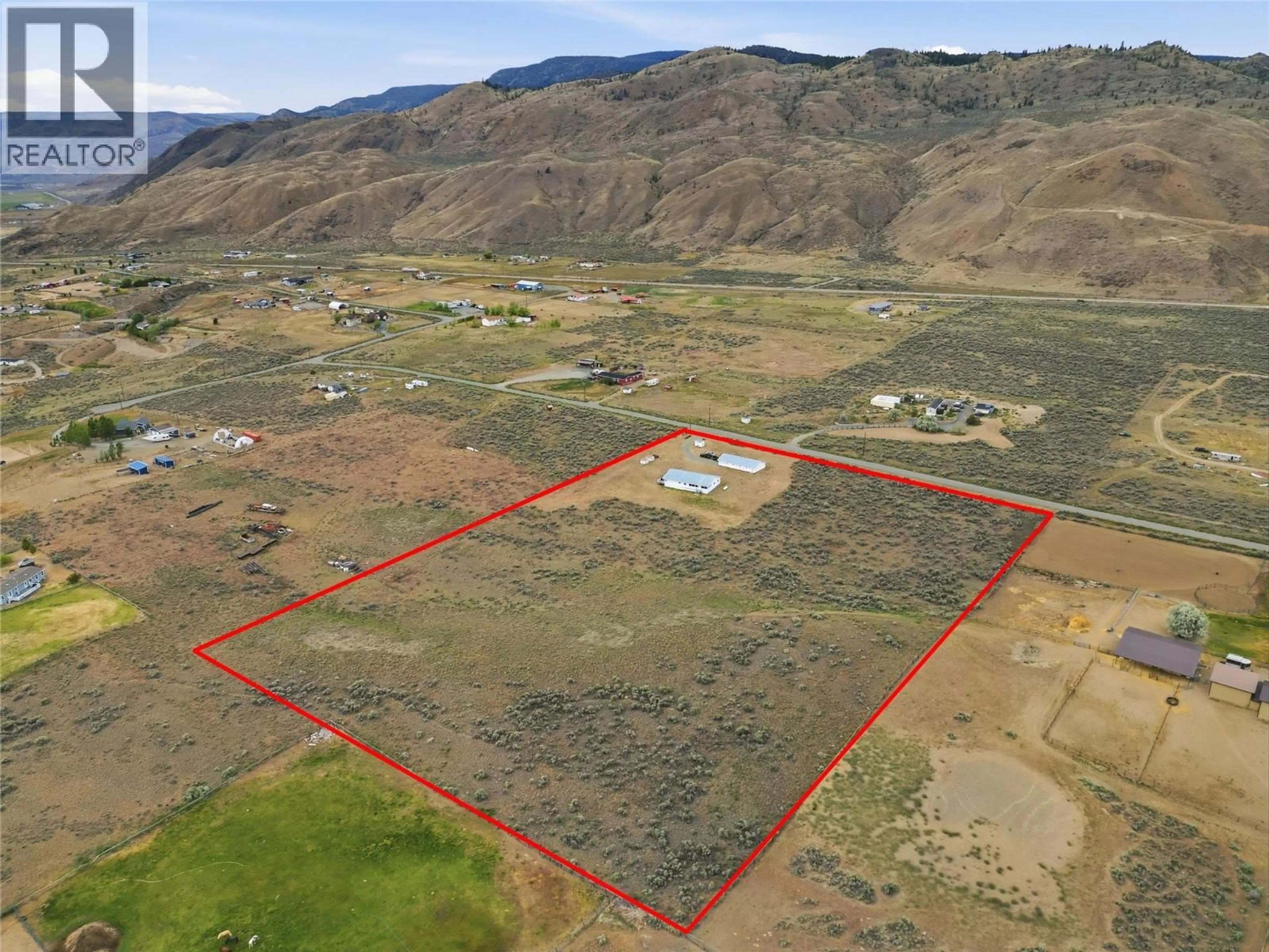 A pic from outside/outdoor area/front of a property/back of a property/a pic from drone, mountain view for 6584 PINECREST DRIVE, Cache Creek British Columbia V0K2P0