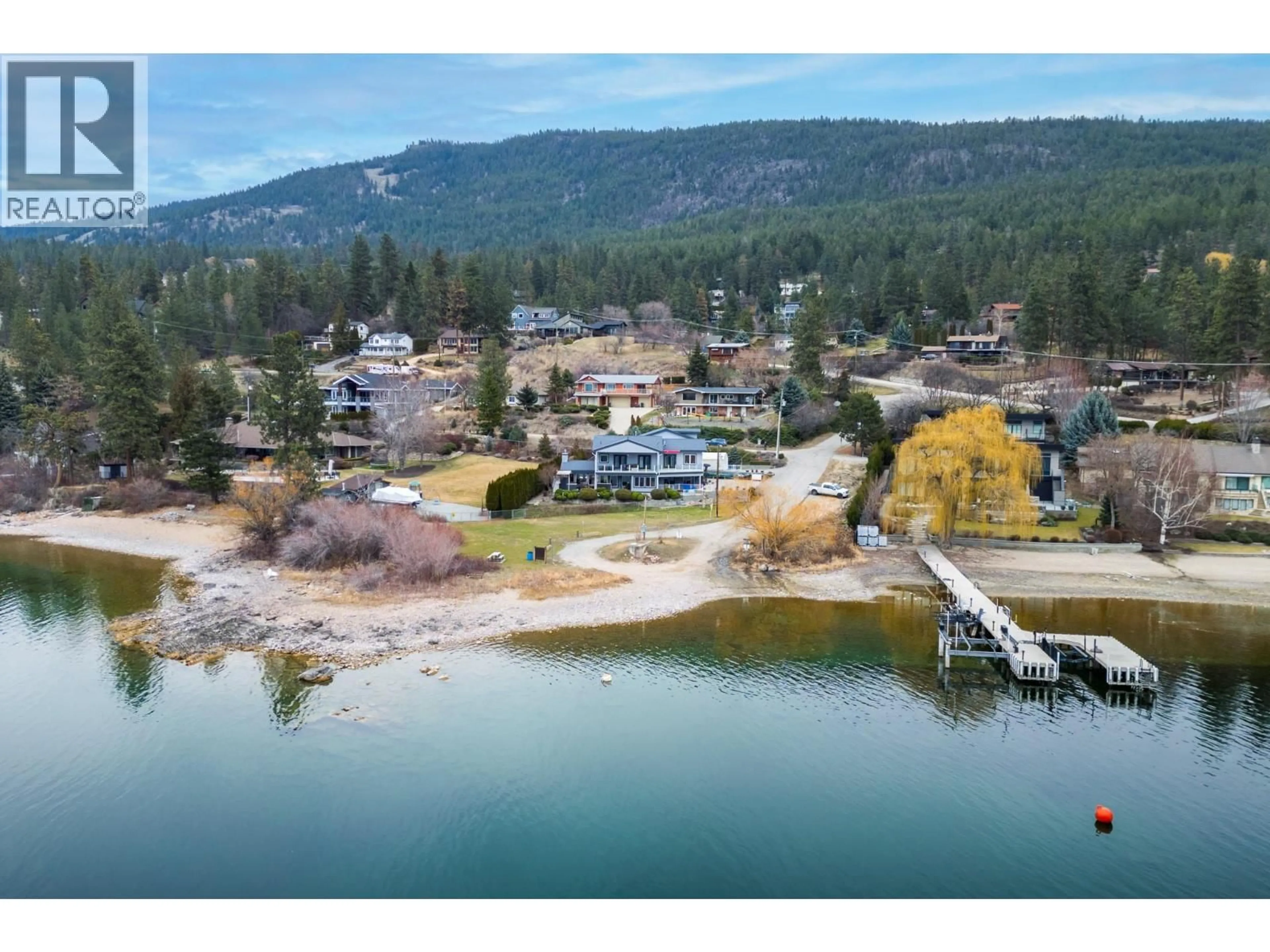 A pic from outside/outdoor area/front of a property/back of a property/a pic from drone, water/lake/river/ocean view for 955 GABLE ROAD, Lake Country British Columbia V4V1C3