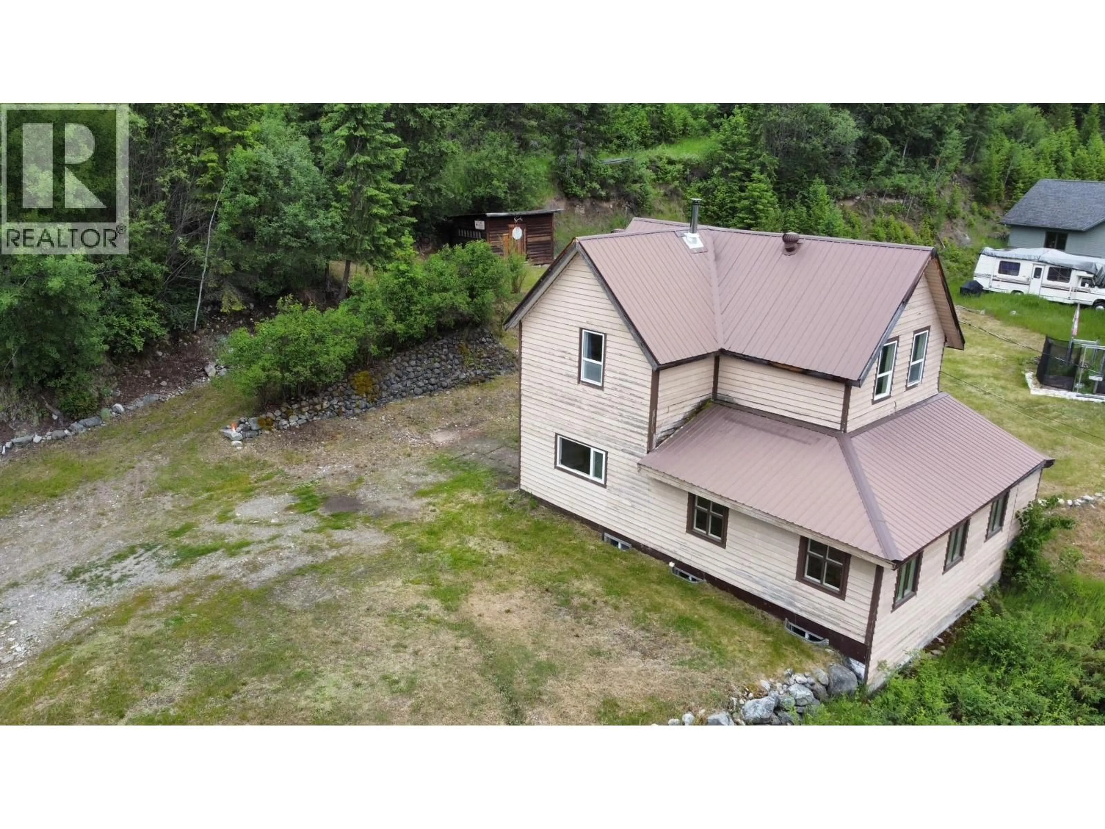 A pic from outside/outdoor area/front of a property/back of a property/a pic from drone, building for 456 LONG LAKE AVENUE, Greenwood British Columbia V0H1J0