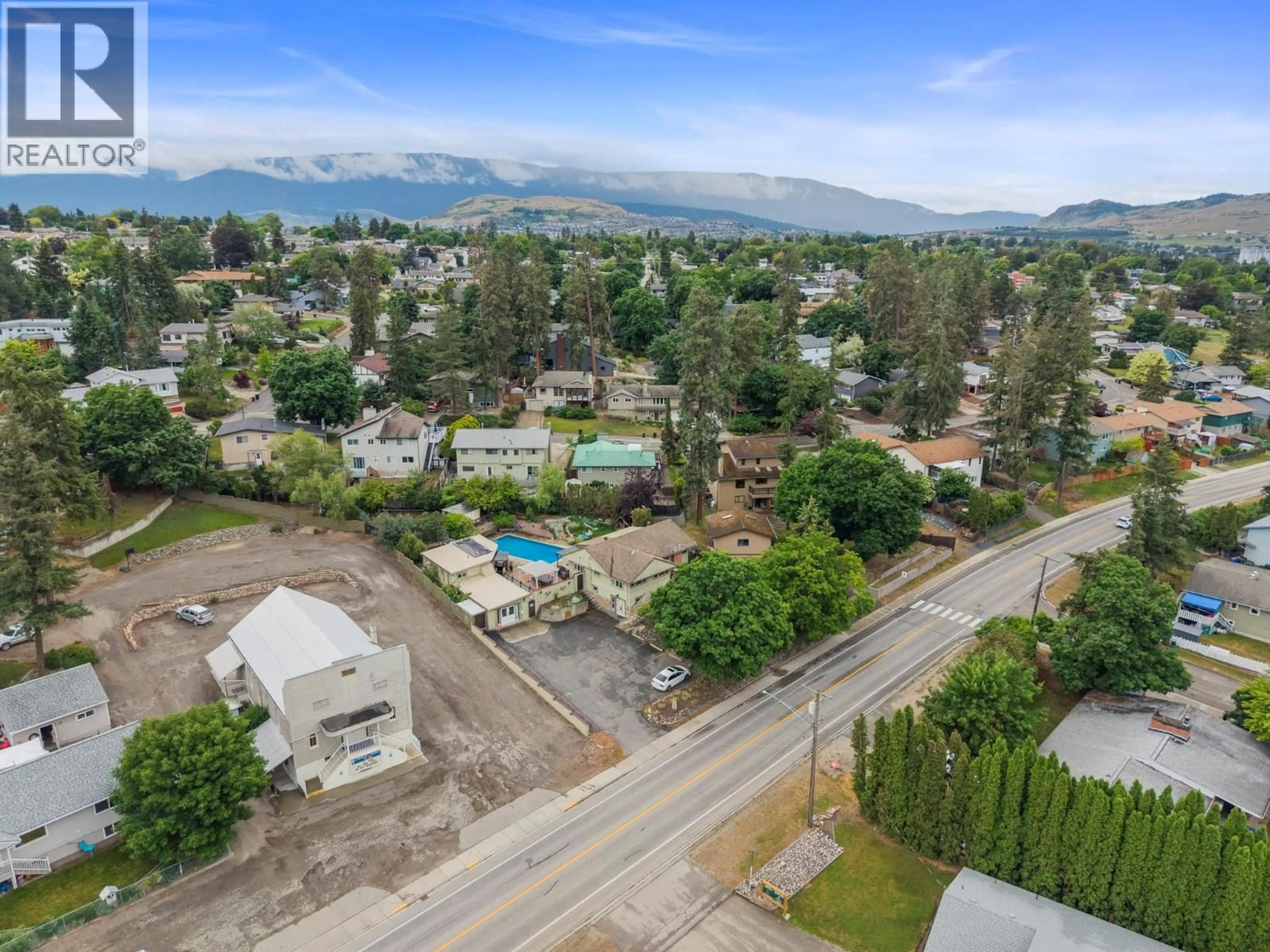 A pic from outside/outdoor area/front of a property/back of a property/a pic from drone, mountain view for 4105 PLEASANT VALLEY ROAD, Vernon British Columbia V1T4M1