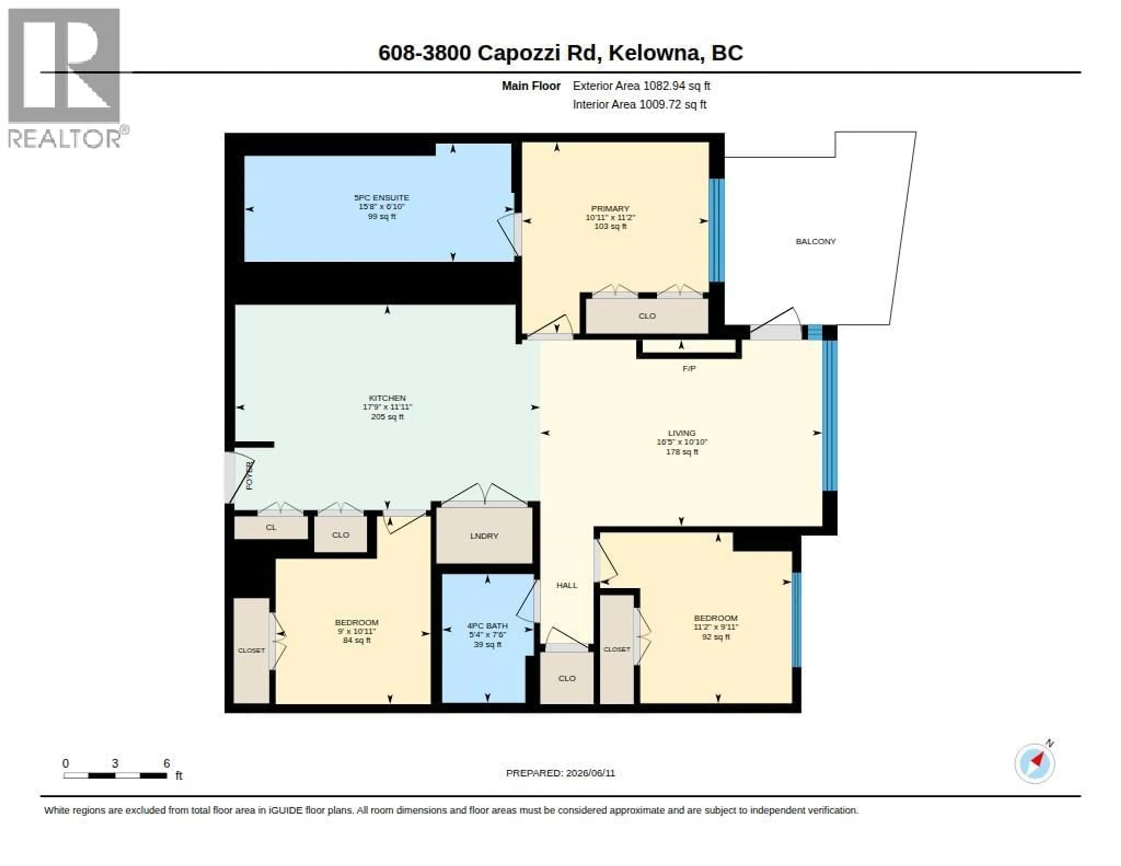 Floor plan for 608 - 3700 CAPOZZI ROAD, Kelowna British Columbia V1W0J5