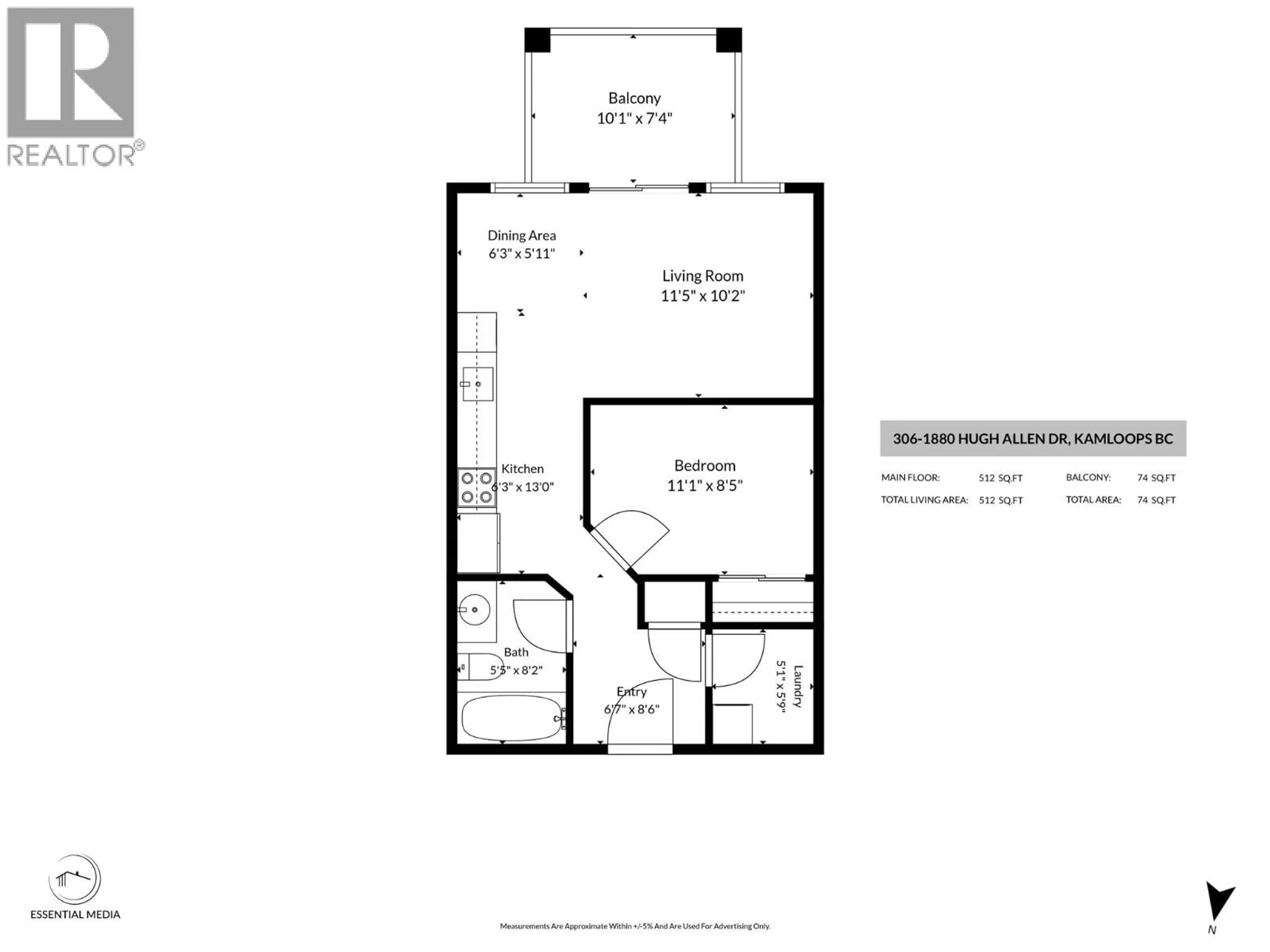 Floor plan for 306 - 1880 HUGH ALLAN DRIVE, Kamloops British Columbia V1S0E8