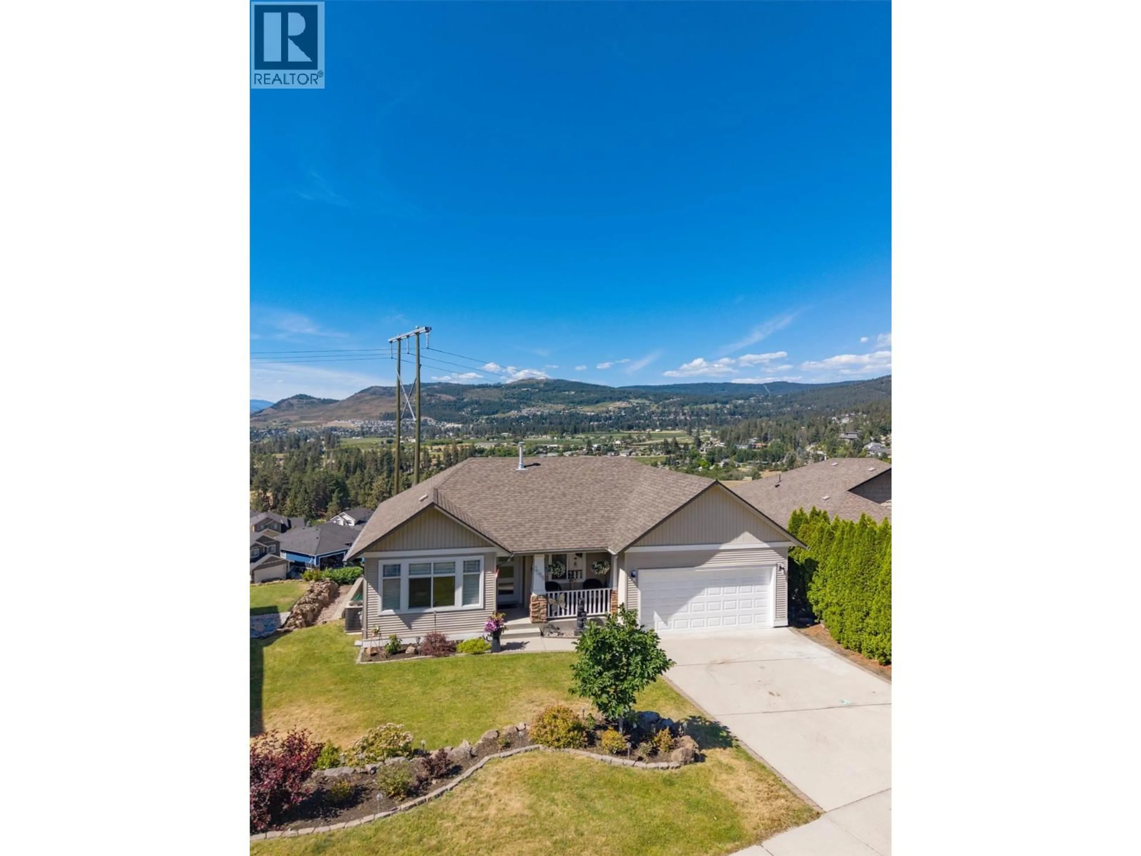 A pic from outside/outdoor area/front of a property/back of a property/a pic from drone, mountain view for 3088 SAGEVIEW ROAD, West Kelowna British Columbia V4T2Y5