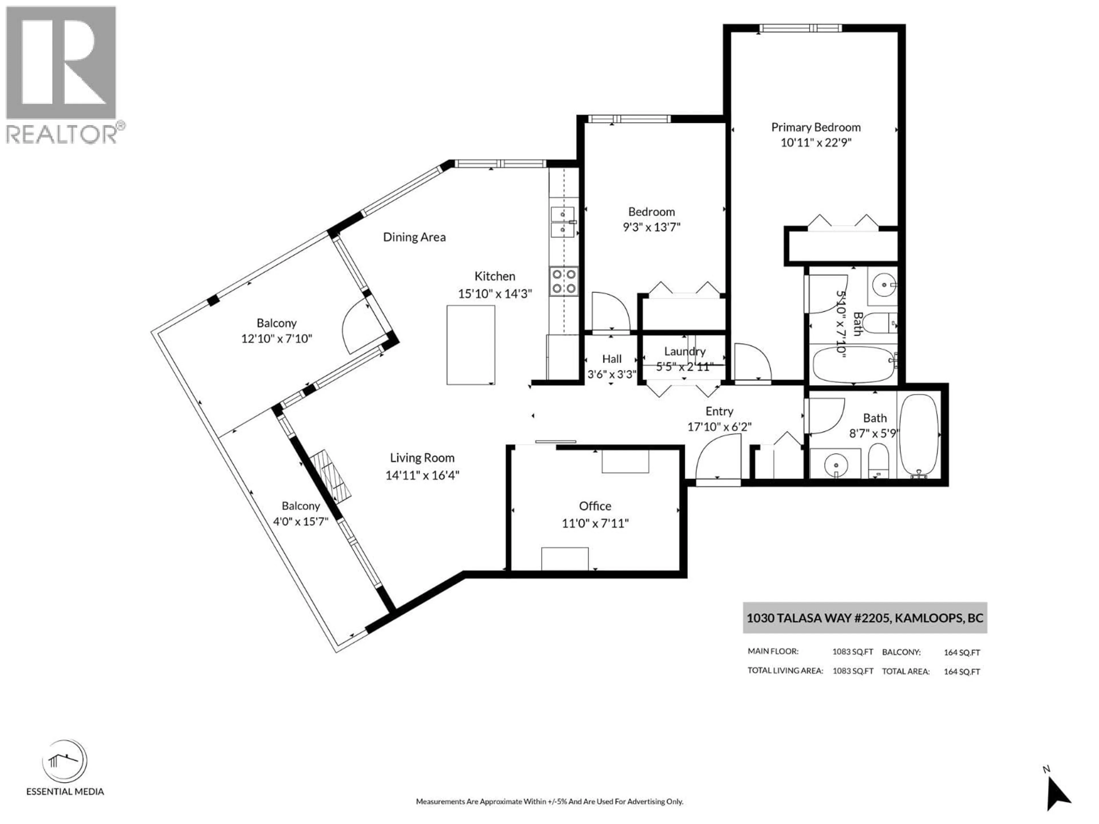 Floor plan for 2205 - 1030 TALASA WAY, Kamloops British Columbia V2H0C3