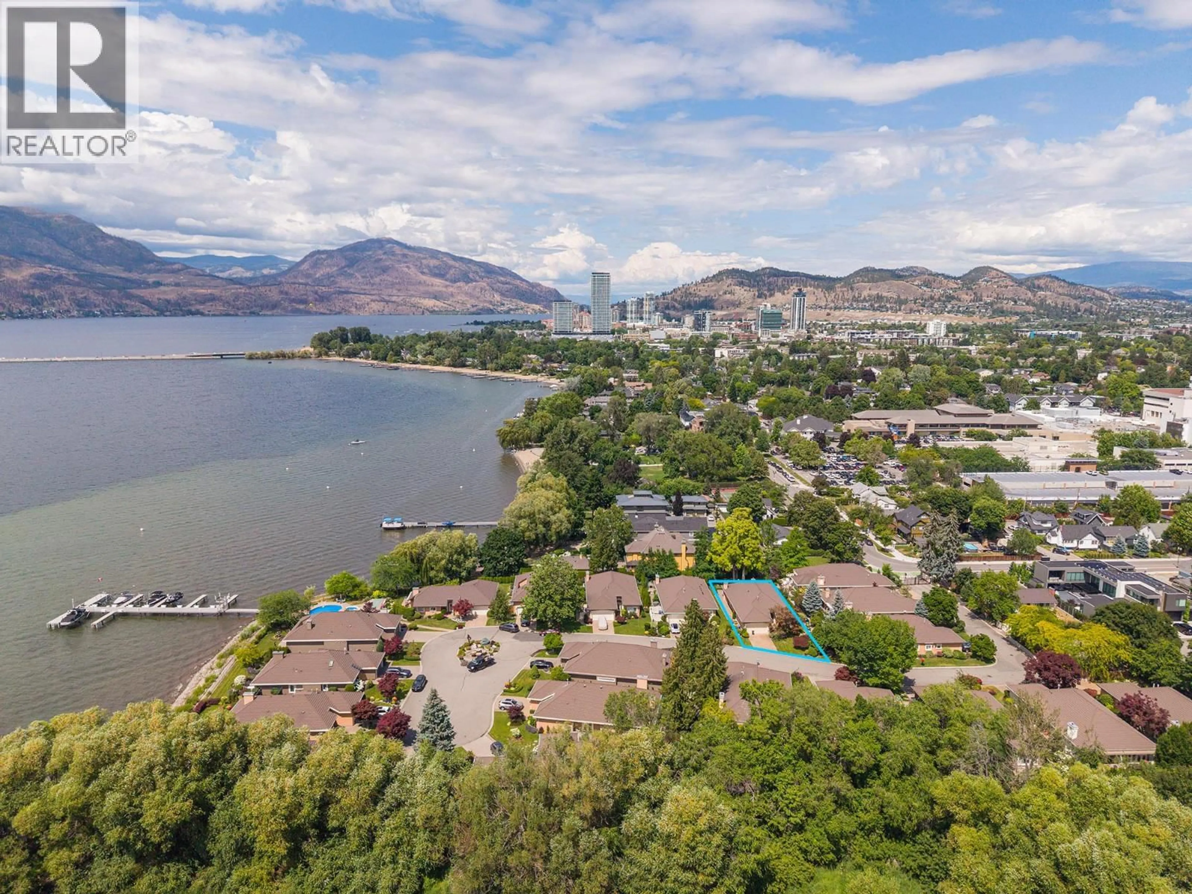A pic from outside/outdoor area/front of a property/back of a property/a pic from drone, water/lake/river/ocean view for 4 - 2368 ABBOTT STREET, Kelowna British Columbia V1Y9G7