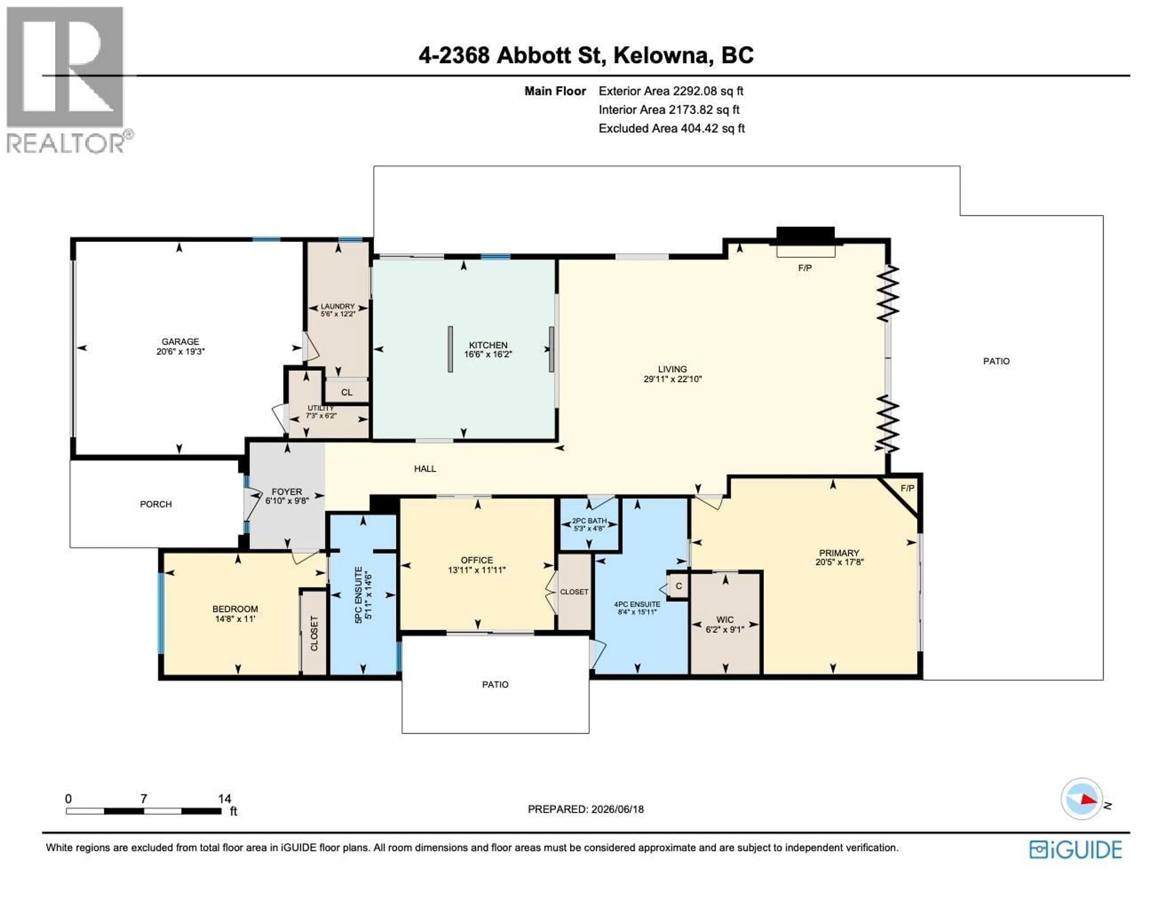 Floor plan for 4 - 2368 ABBOTT STREET, Kelowna British Columbia V1Y9G7