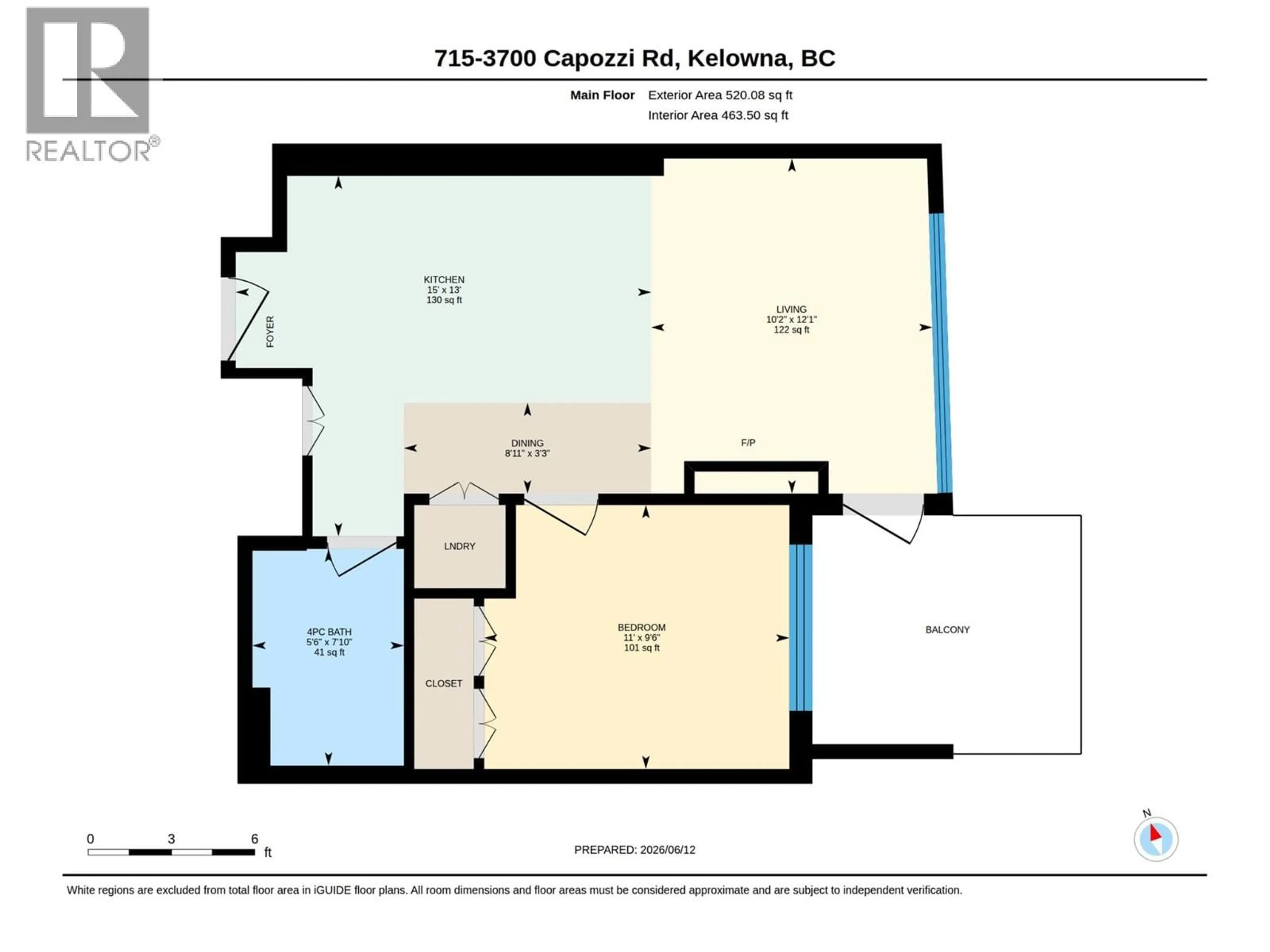 Floor plan for 715 - 3700 CAPOZZI ROAD, Kelowna British Columbia V1W0J5