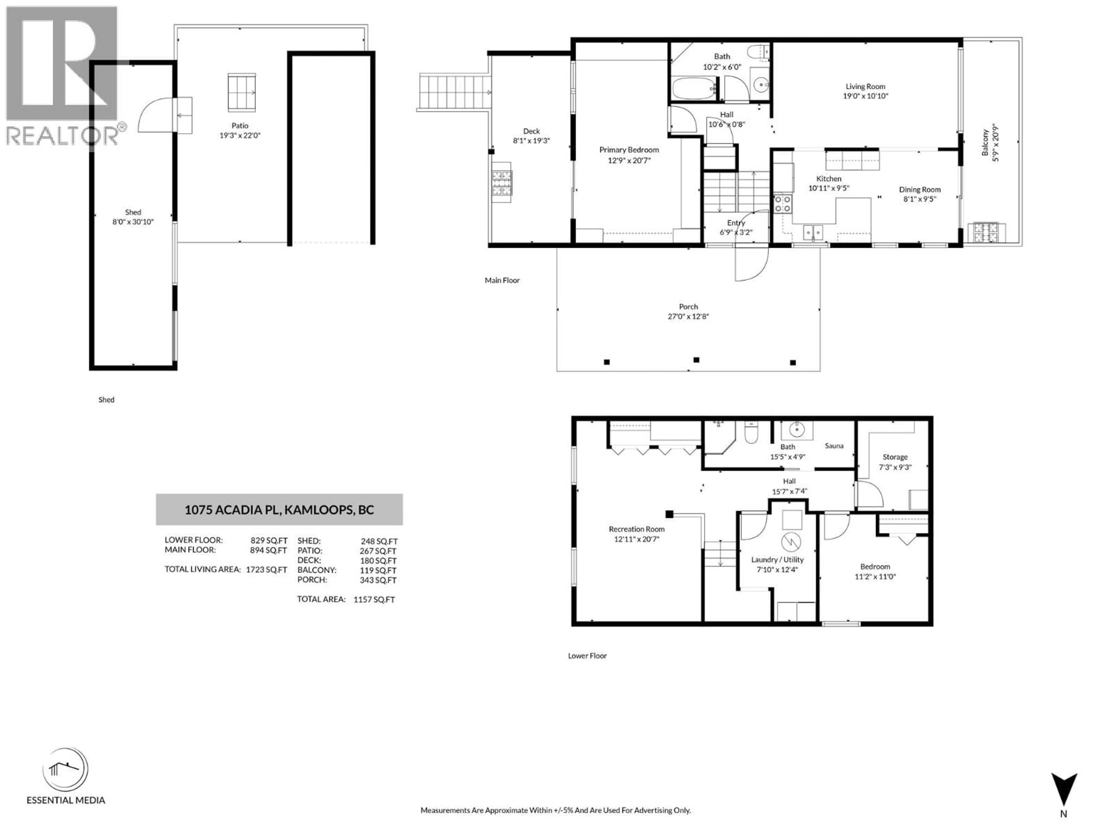 Floor plan for 1075 ACADIA PLACE, Kamloops British Columbia V2B7Z5
