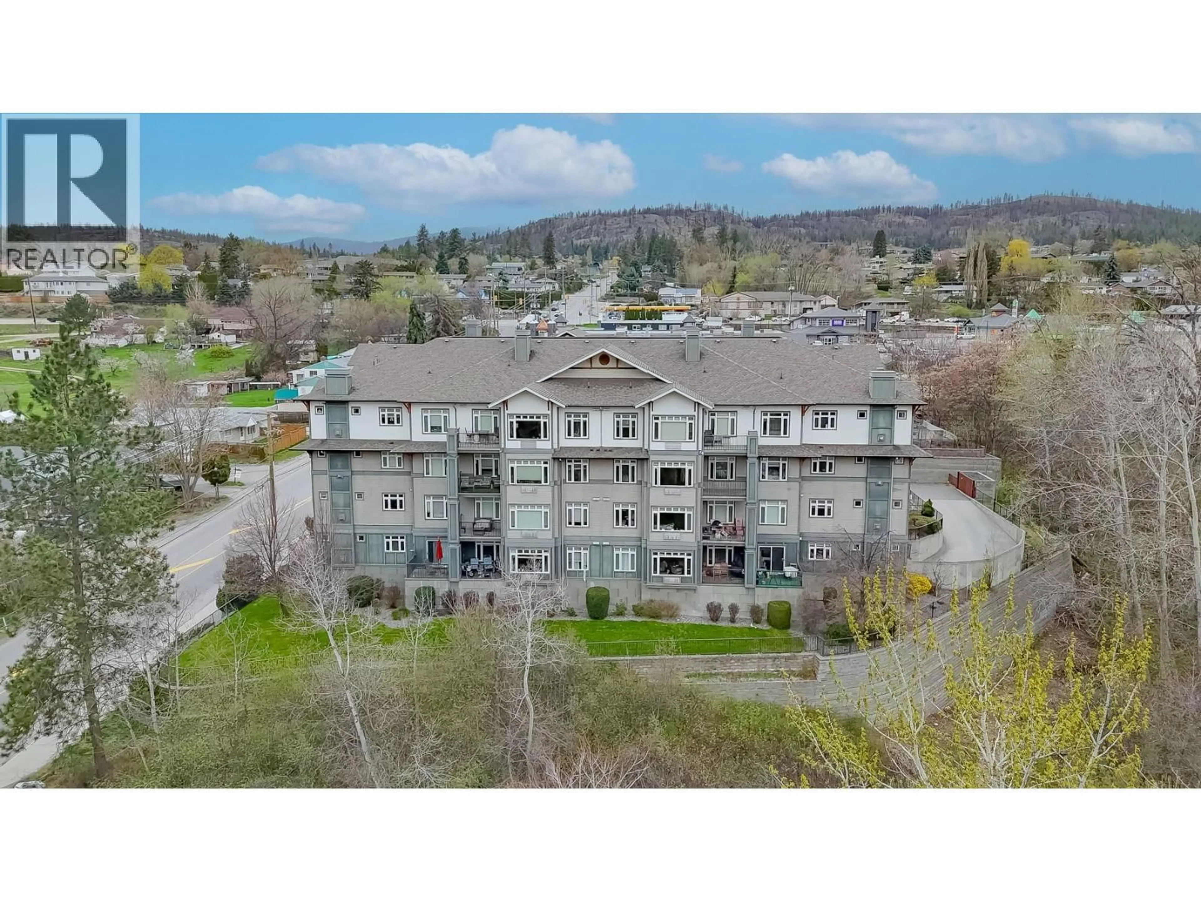 A pic from outside/outdoor area/front of a property/back of a property/a pic from drone, mountain view for 308 - 3180 BEAVER LAKE ROAD, Lake Country British Columbia V4V2R5