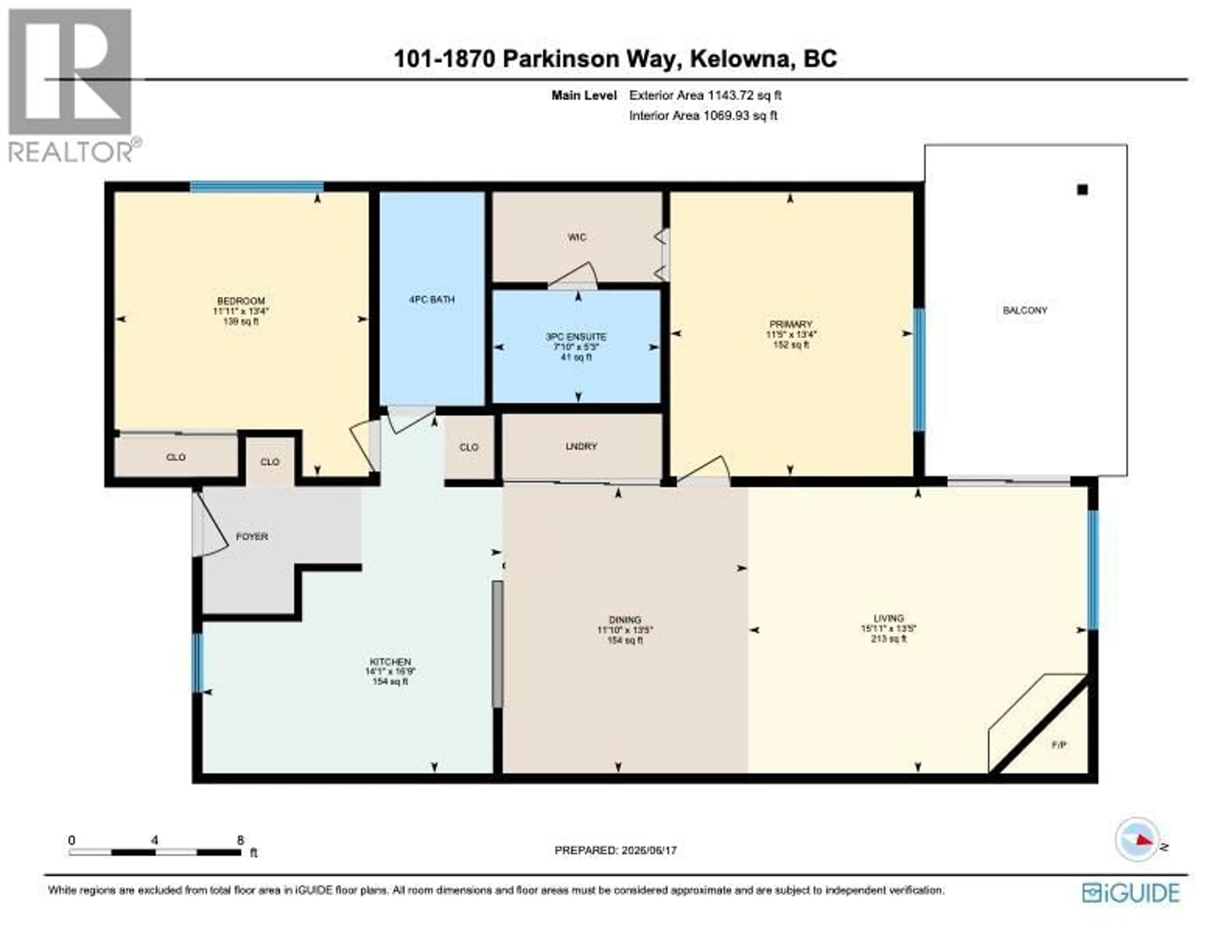 Floor plan for 101 - 1870 PARKINSON WAY, Kelowna British Columbia V1Y8C9