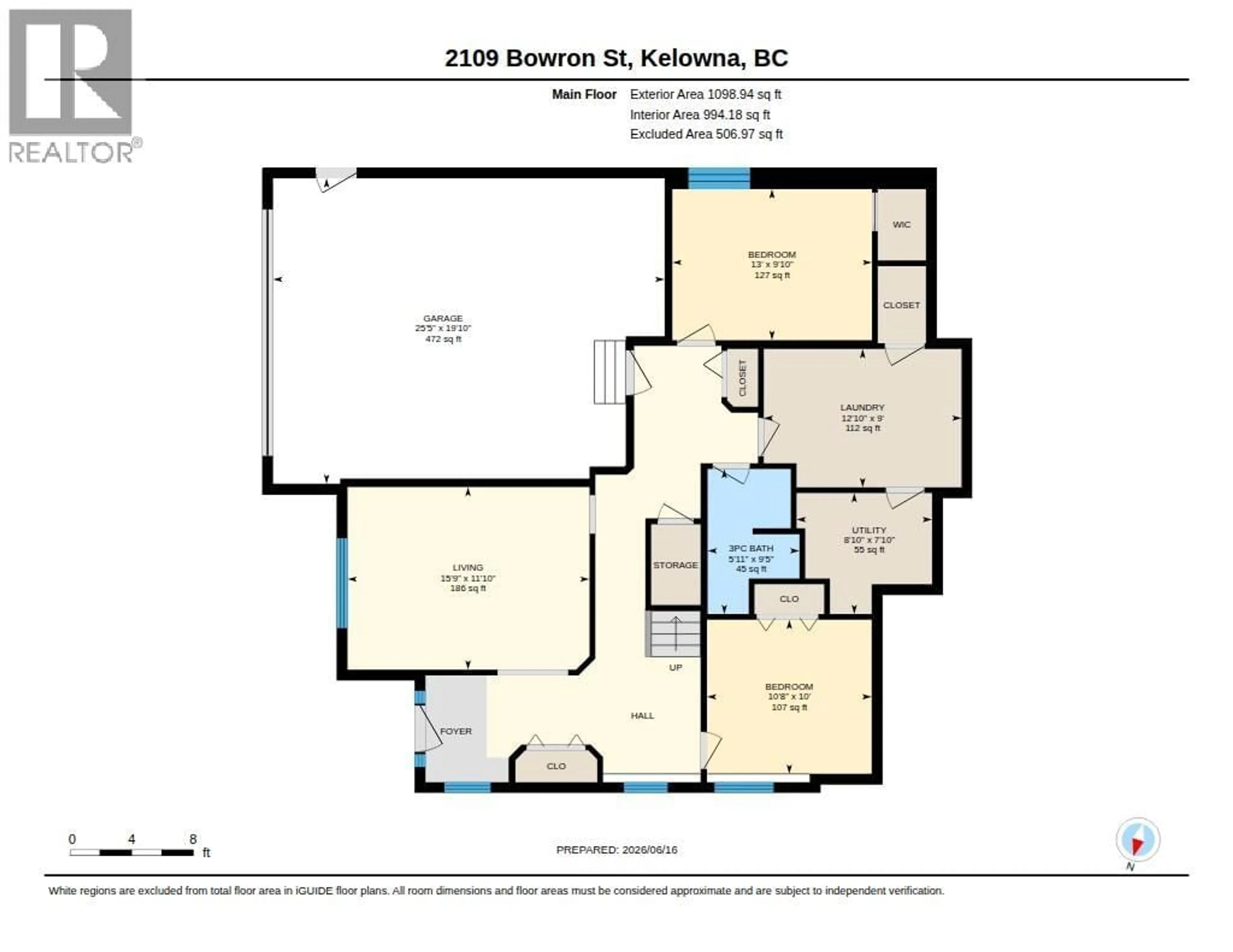Floor plan for 2109 BOWRON STREET, Kelowna British Columbia V1V2L6