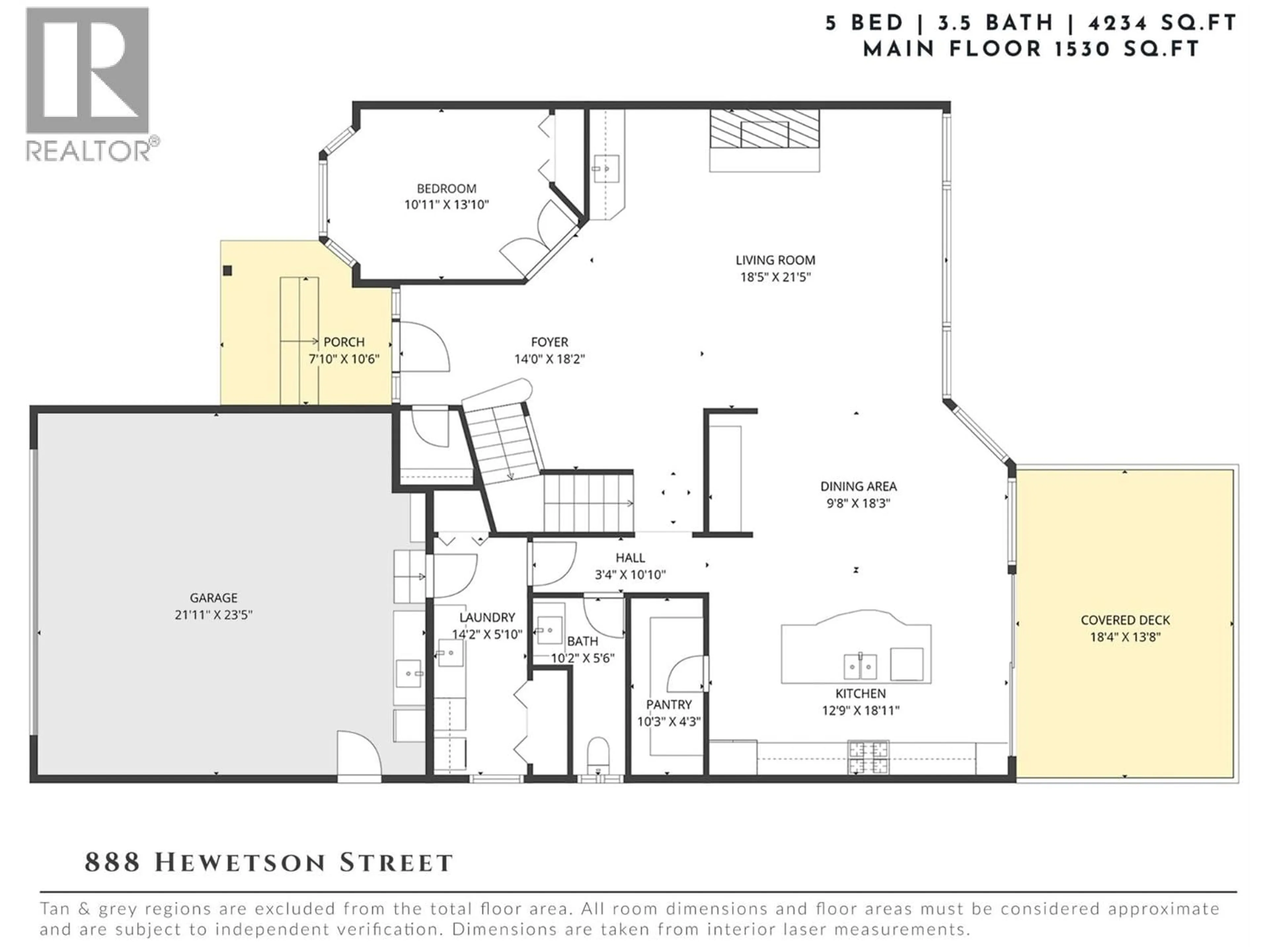 Floor plan for 888 HEWETSON AVENUE, Kelowna British Columbia V1W5C9