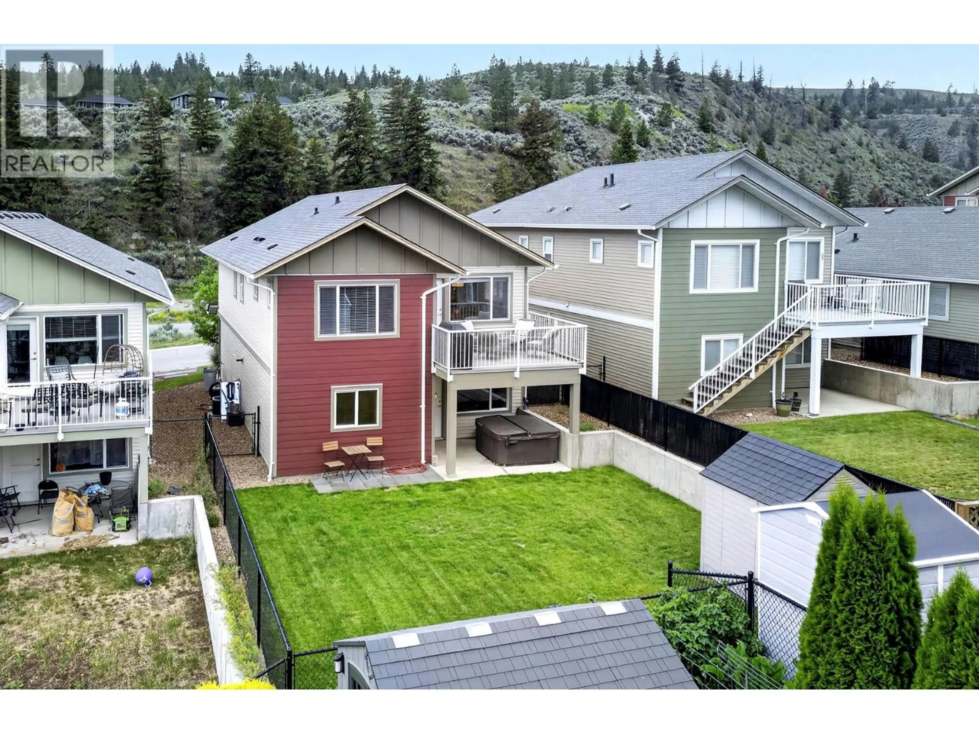 A pic from outside/outdoor area/front of a property/back of a property/a pic from drone, mountain view for 117 - 8800 DALLAS DRIVE, Kamloops British Columbia V2C0G8