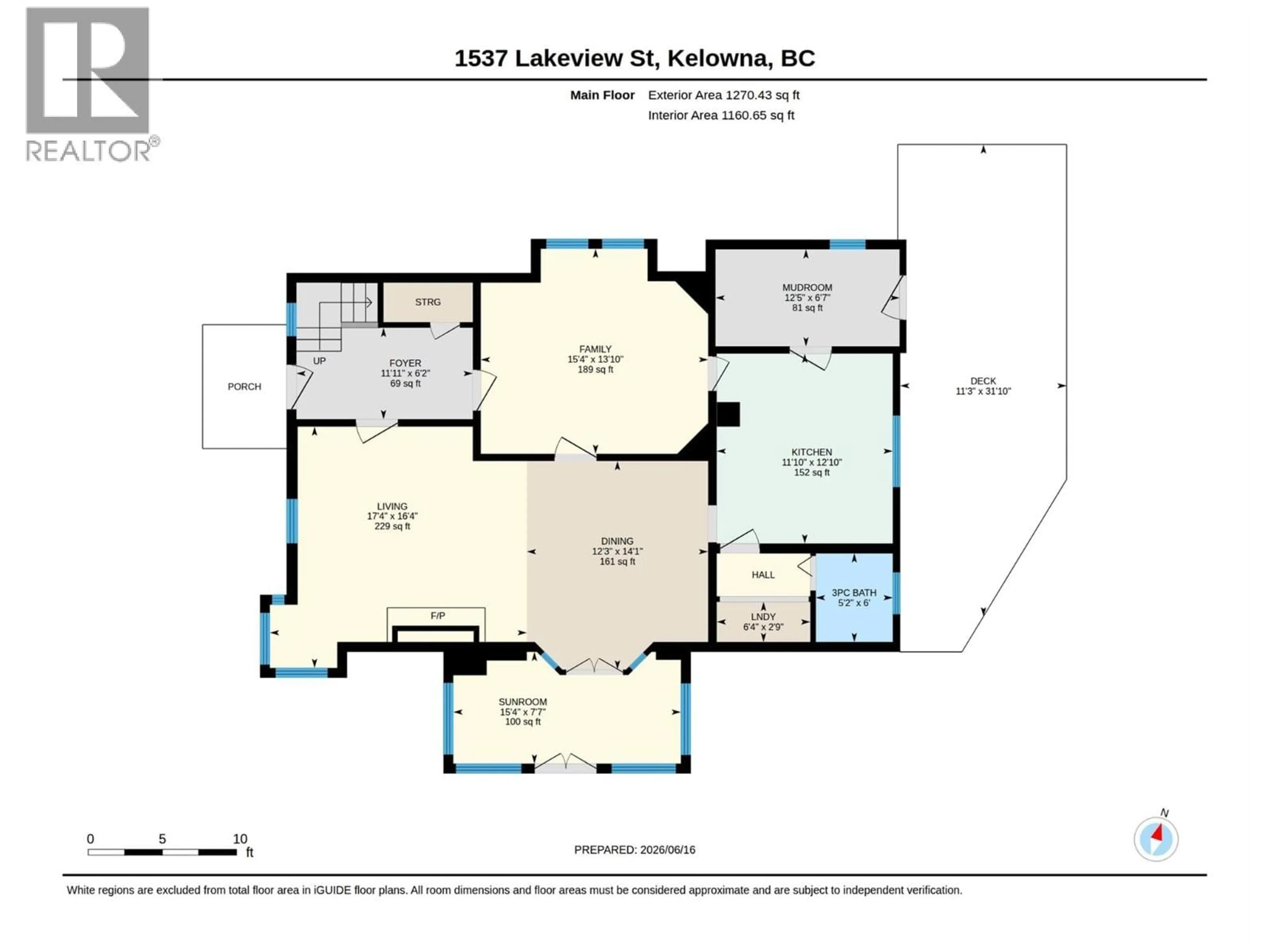 Floor plan for 1537 LAKEVIEW STREET, Kelowna British Columbia V1Y6N1