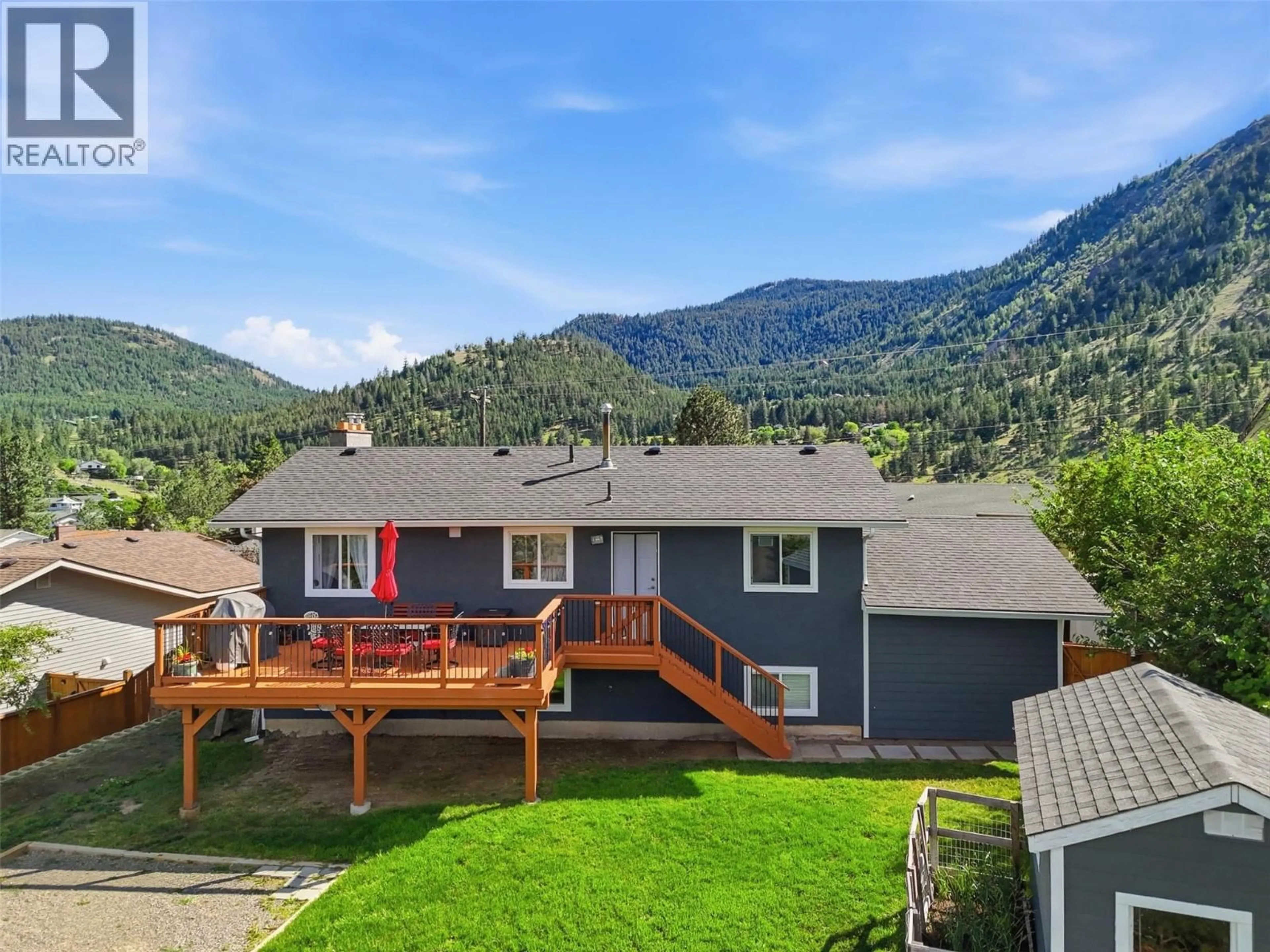 A pic from outside/outdoor area/front of a property/back of a property/a pic from drone, water/lake/river/ocean view for 1291 HIGHRIDGE DRIVE, Kamloops British Columbia V2C5G5