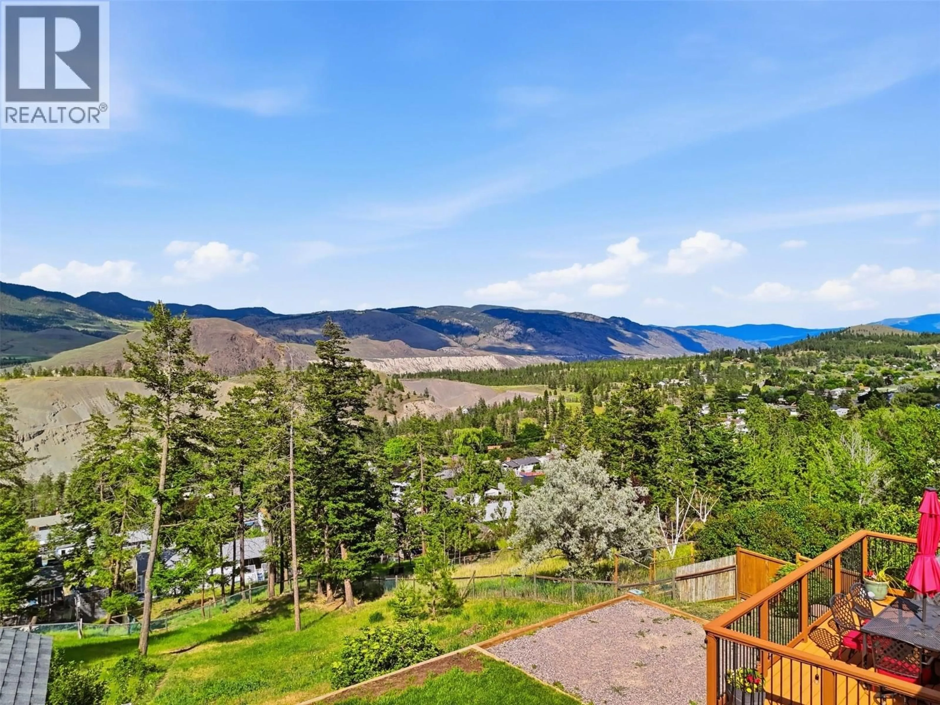 A pic from outside/outdoor area/front of a property/back of a property/a pic from drone, mountain view for 1291 HIGHRIDGE DRIVE, Kamloops British Columbia V2C5G5