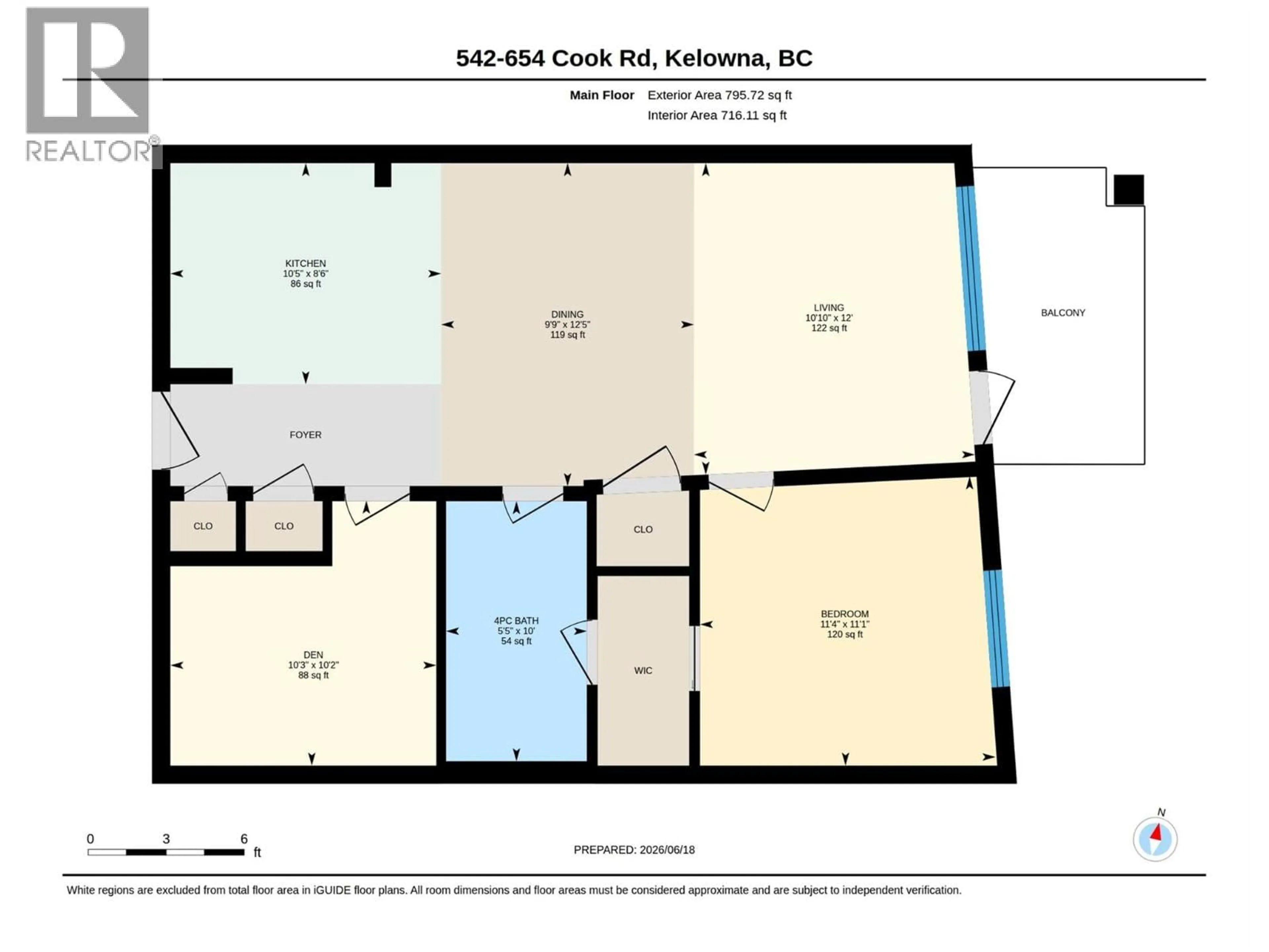 Floor plan for 542 - 654 COOK ROAD, Kelowna British Columbia V1W3G7