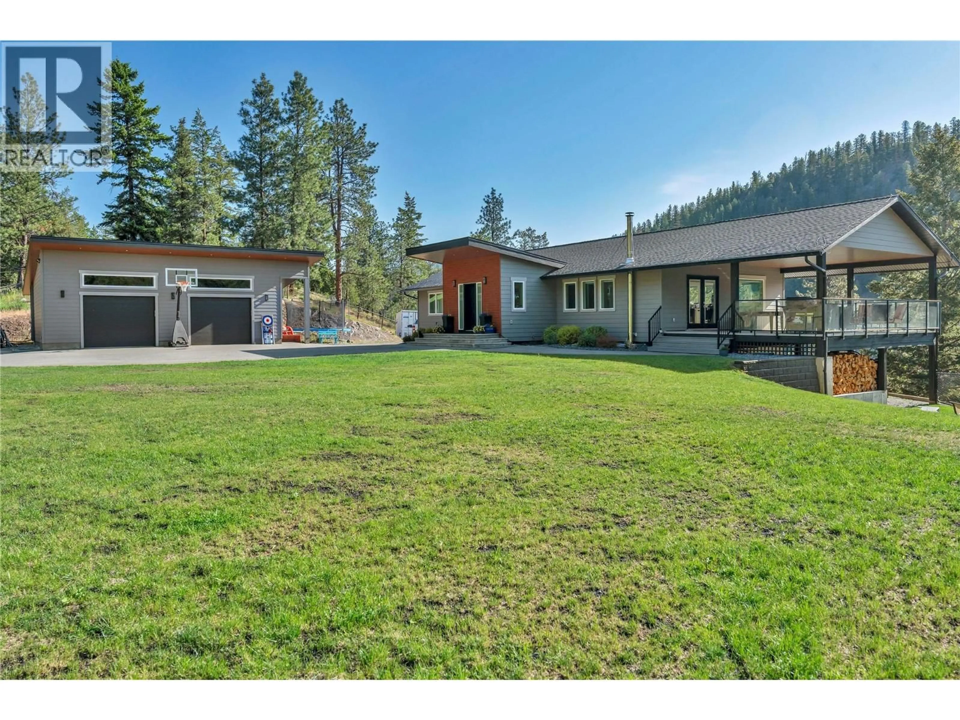 A pic from outside/outdoor area/front of a property/back of a property/a pic from drone, mountain view for 163 FARLEIGH LAKE ROAD, Penticton British Columbia V2A0E6