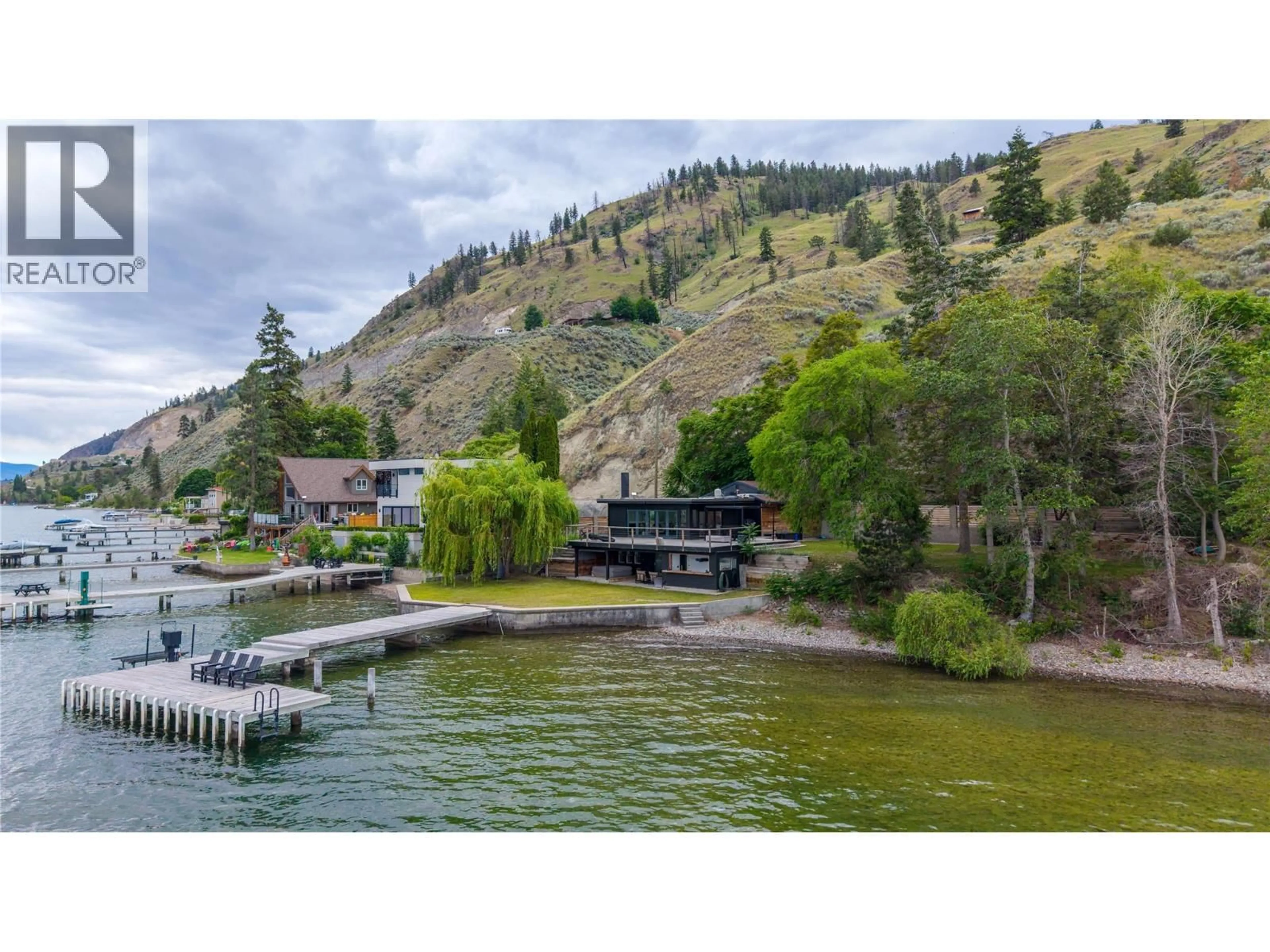 A pic from outside/outdoor area/front of a property/back of a property/a pic from drone, water/lake/river/ocean view for 1 - 506 NORTH BEACH ROAD, Summerland British Columbia V0H1Z6