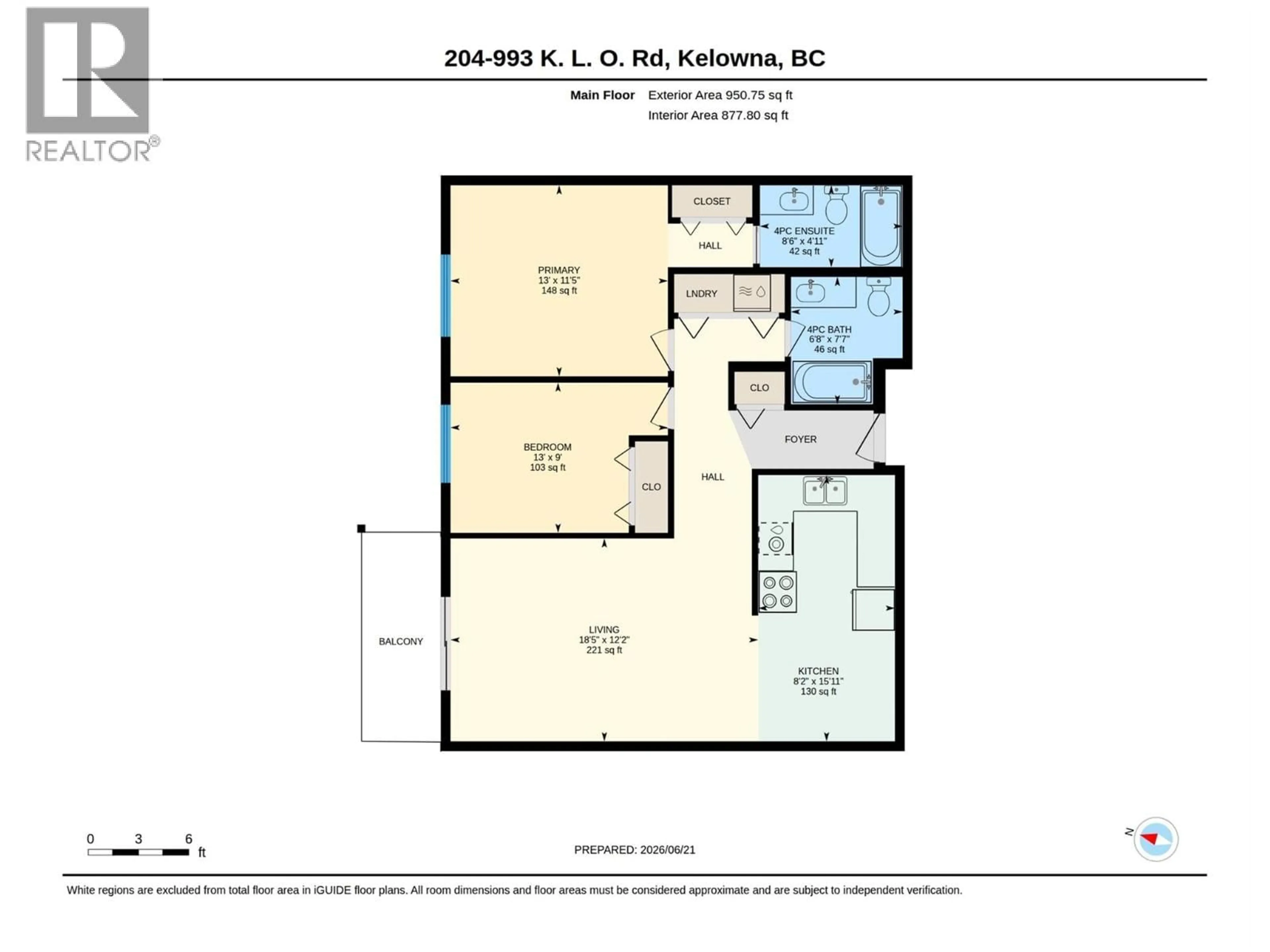Floor plan for 204 - 993 KLO ROAD, Kelowna British Columbia V1Y9L2