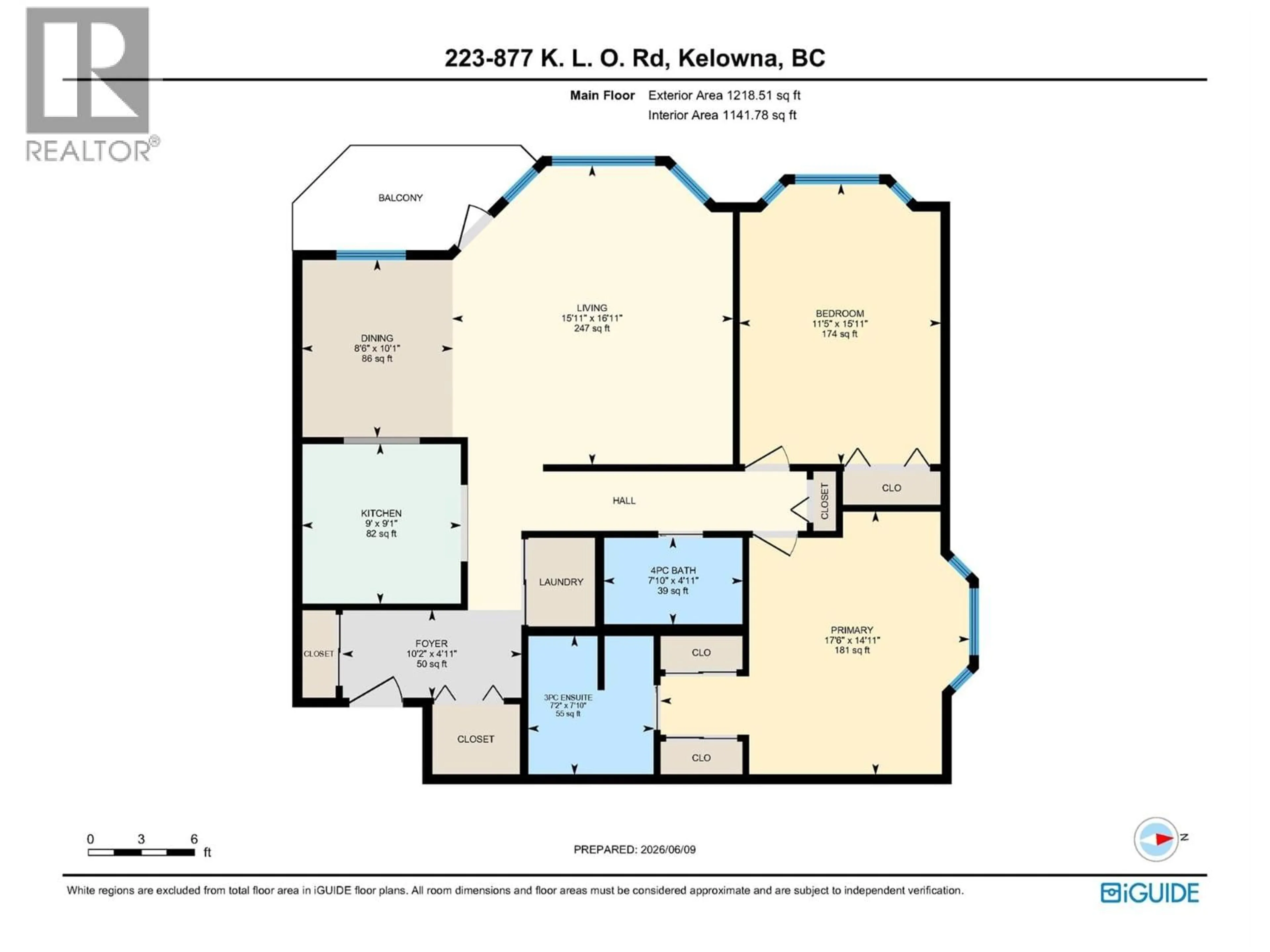 Floor plan for 223 - 877 KLO ROAD, Kelowna British Columbia V1Y9R1