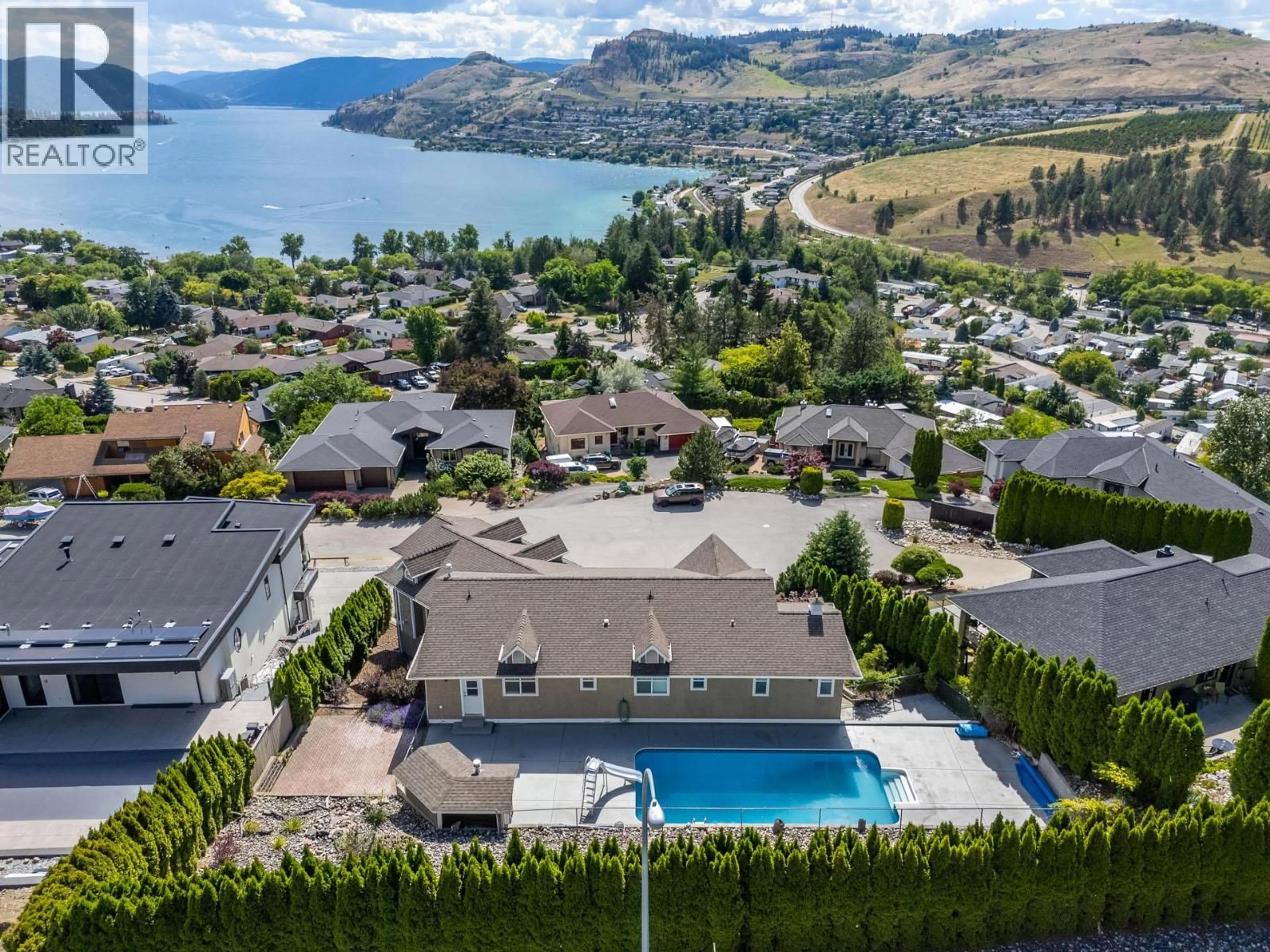 A pic from outside/outdoor area/front of a property/back of a property/a pic from drone, water/lake/river/ocean view for 9313 ORCHARD RIDGE DRIVE, Coldstream British Columbia V1B1V8