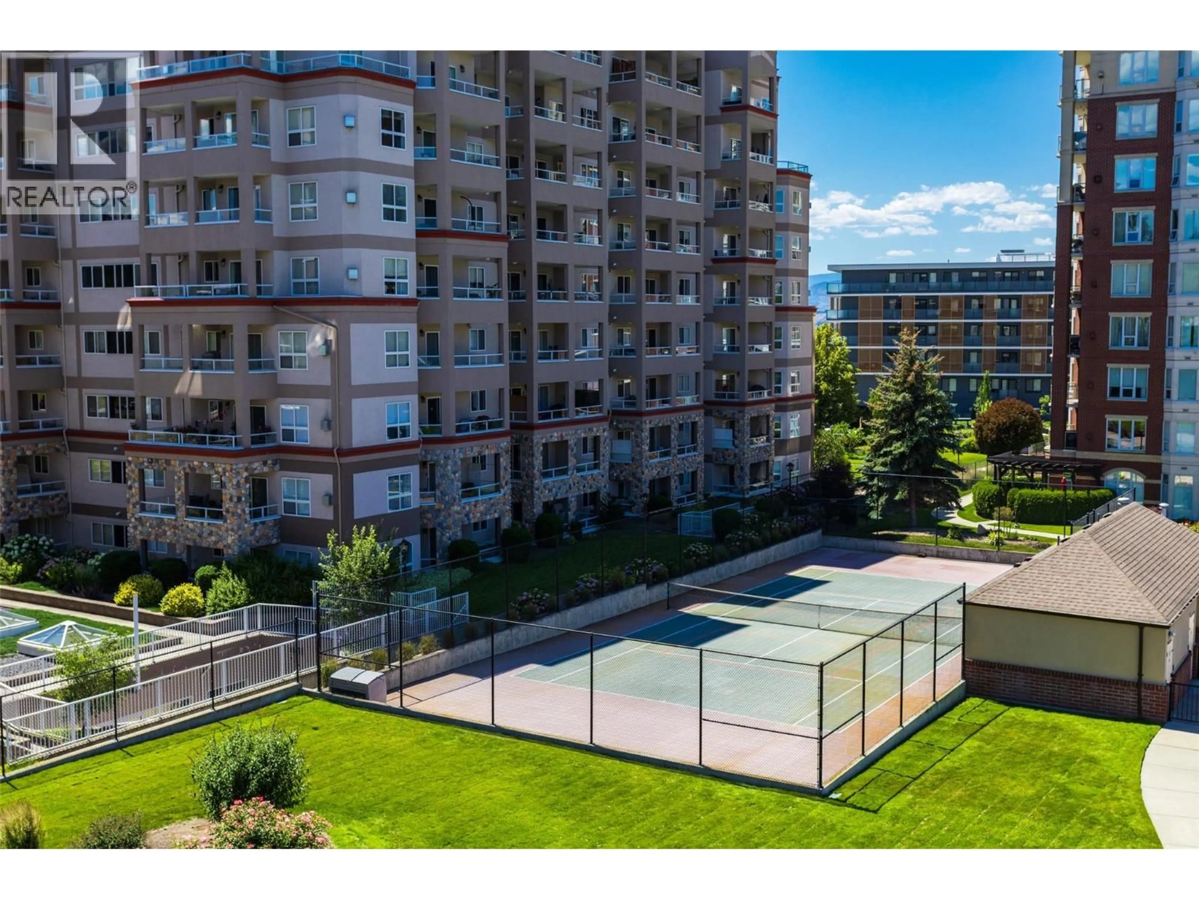 A pic from outside/outdoor area/front of a property/back of a property/a pic from drone, city buildings view from balcony for 410 - 1950 DURNIN ROAD, Kelowna British Columbia V1X7W6