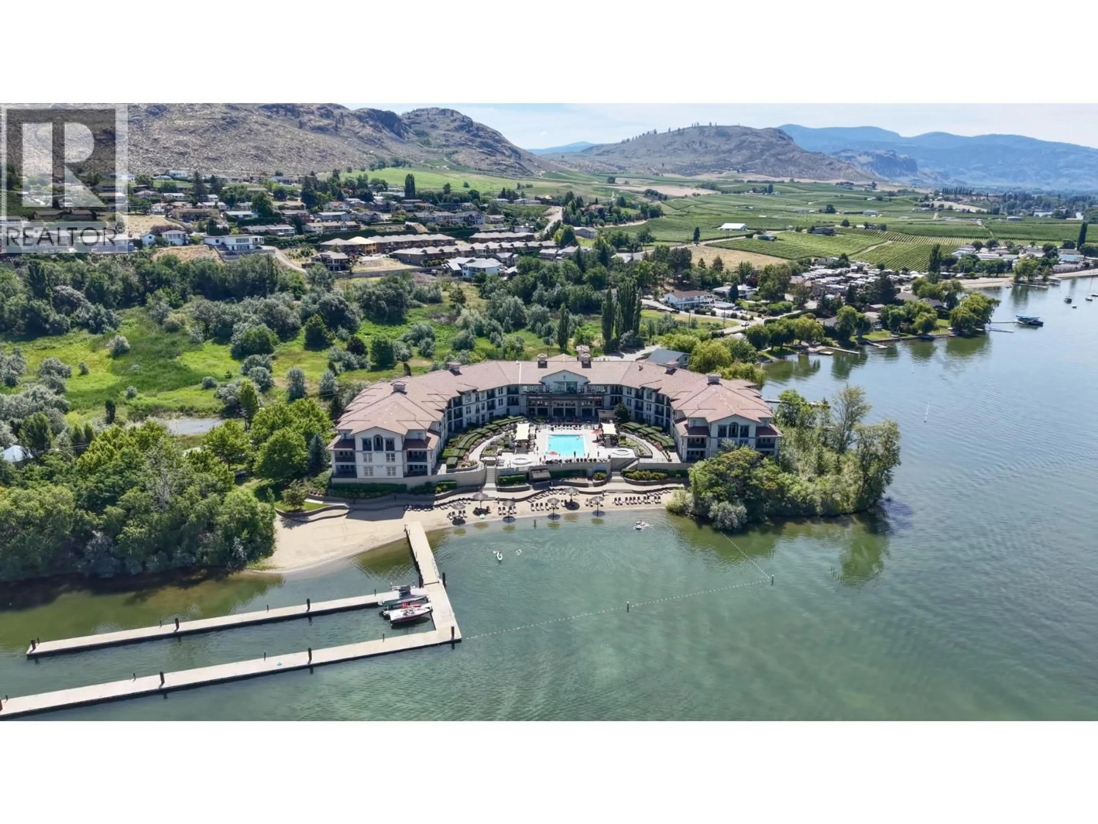 A pic from outside/outdoor area/front of a property/back of a property/a pic from drone, water/lake/river/ocean view for 241 - 4200 LAKESHORE DRIVE, Osoyoos British Columbia V0H1V6
