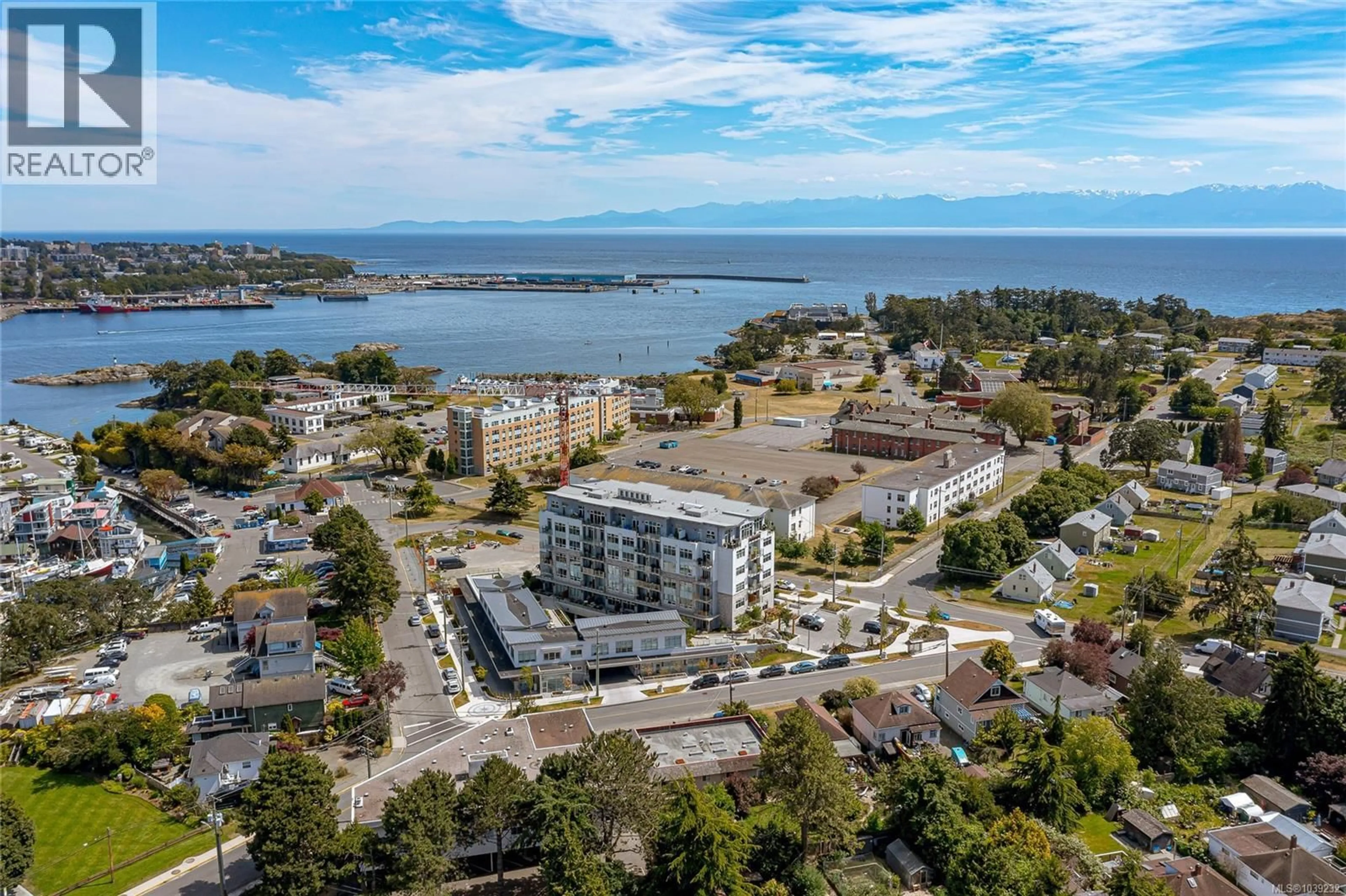 A pic from outside/outdoor area/front of a property/back of a property/a pic from drone, water/lake/river/ocean view for 206 - 916 LYALL STREET, Esquimalt British Columbia V9A5E6