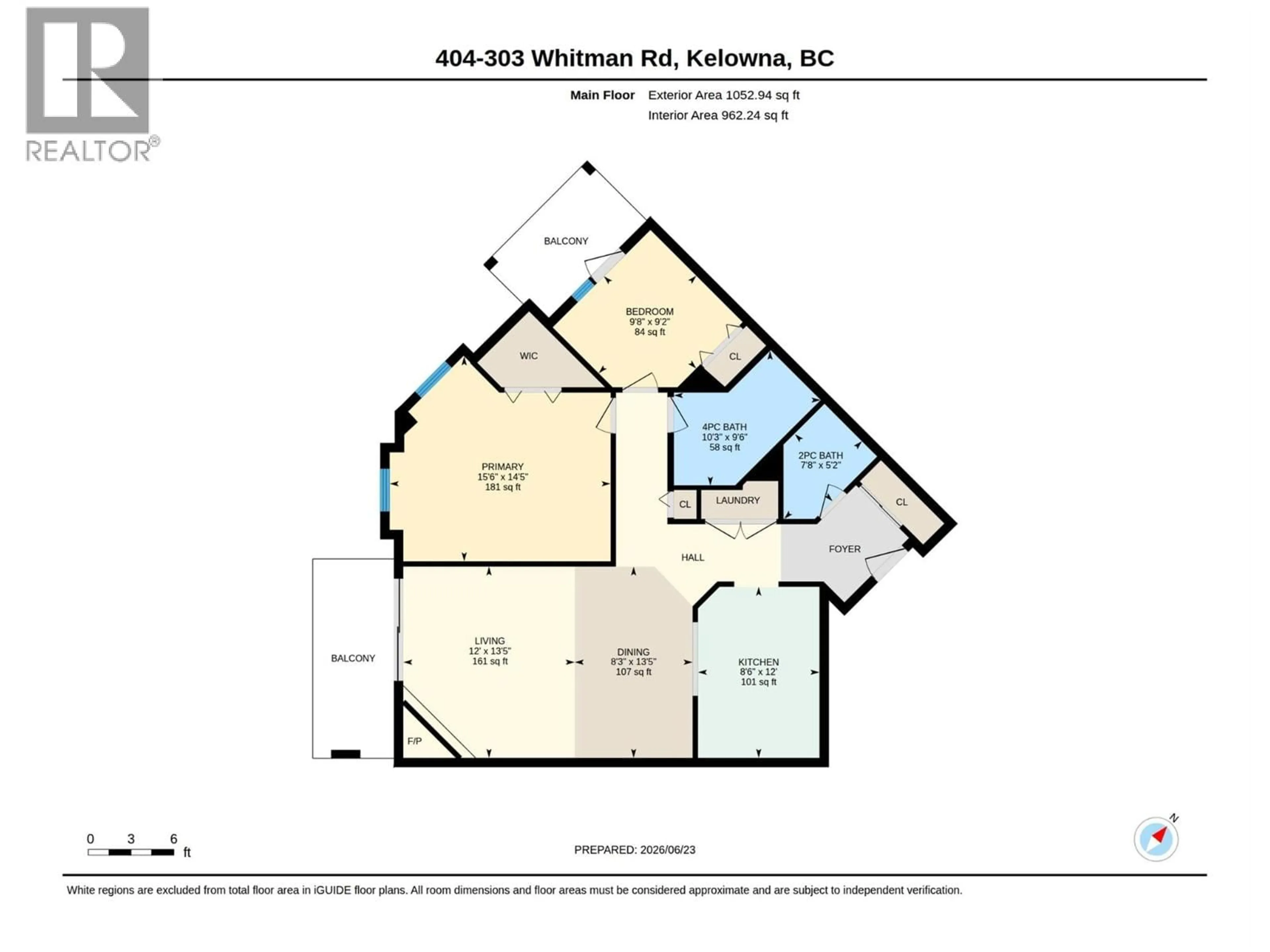 Floor plan for 404 - 303 WHITMAN ROAD, Kelowna British Columbia V1V2P3