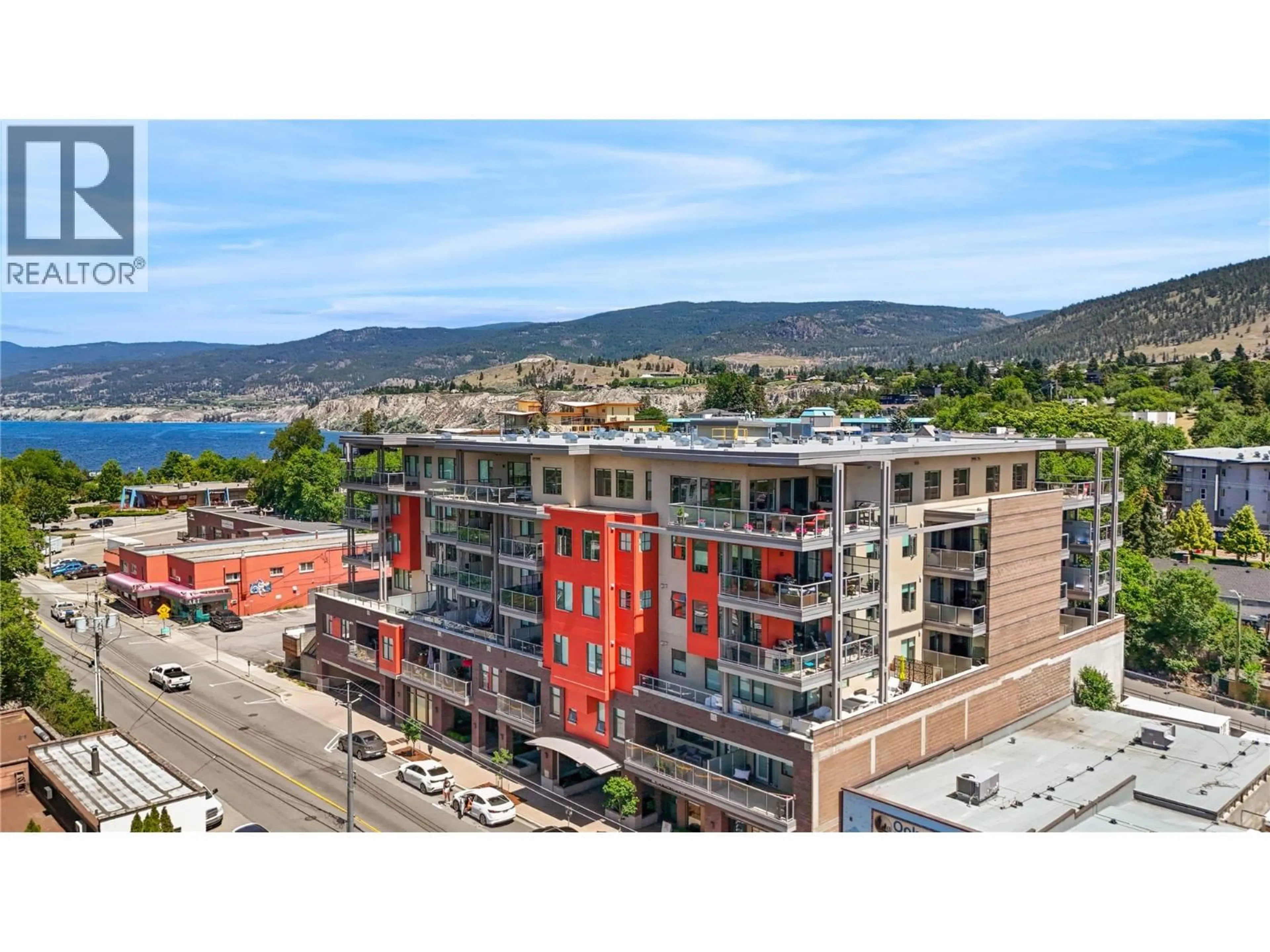 A pic from outside/outdoor area/front of a property/back of a property/a pic from drone, unknown for 406 - 110 ELLIS STREET, Penticton British Columbia V2A4L5