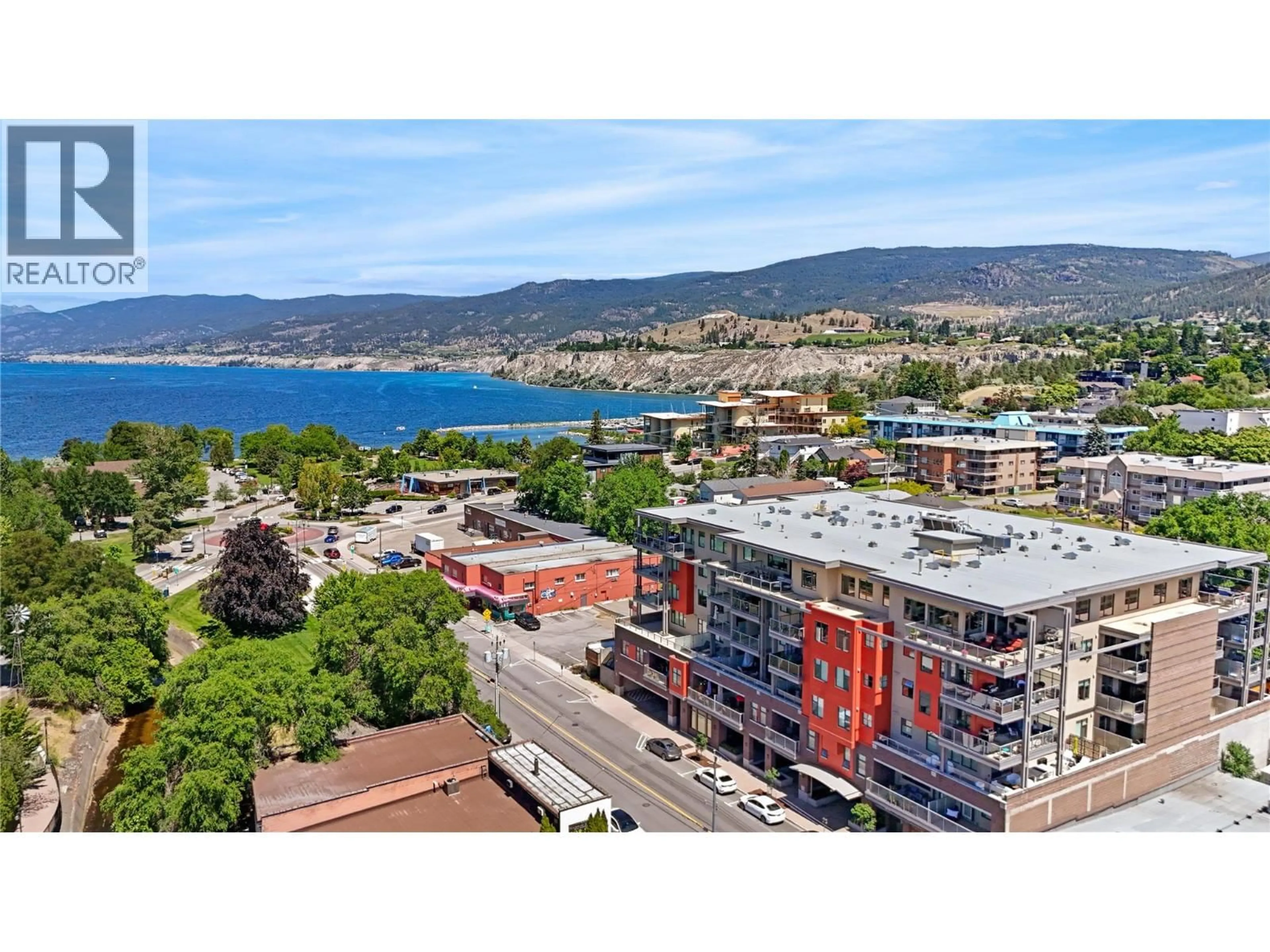 A pic from outside/outdoor area/front of a property/back of a property/a pic from drone, unknown for 406 - 110 ELLIS STREET, Penticton British Columbia V2A4L5