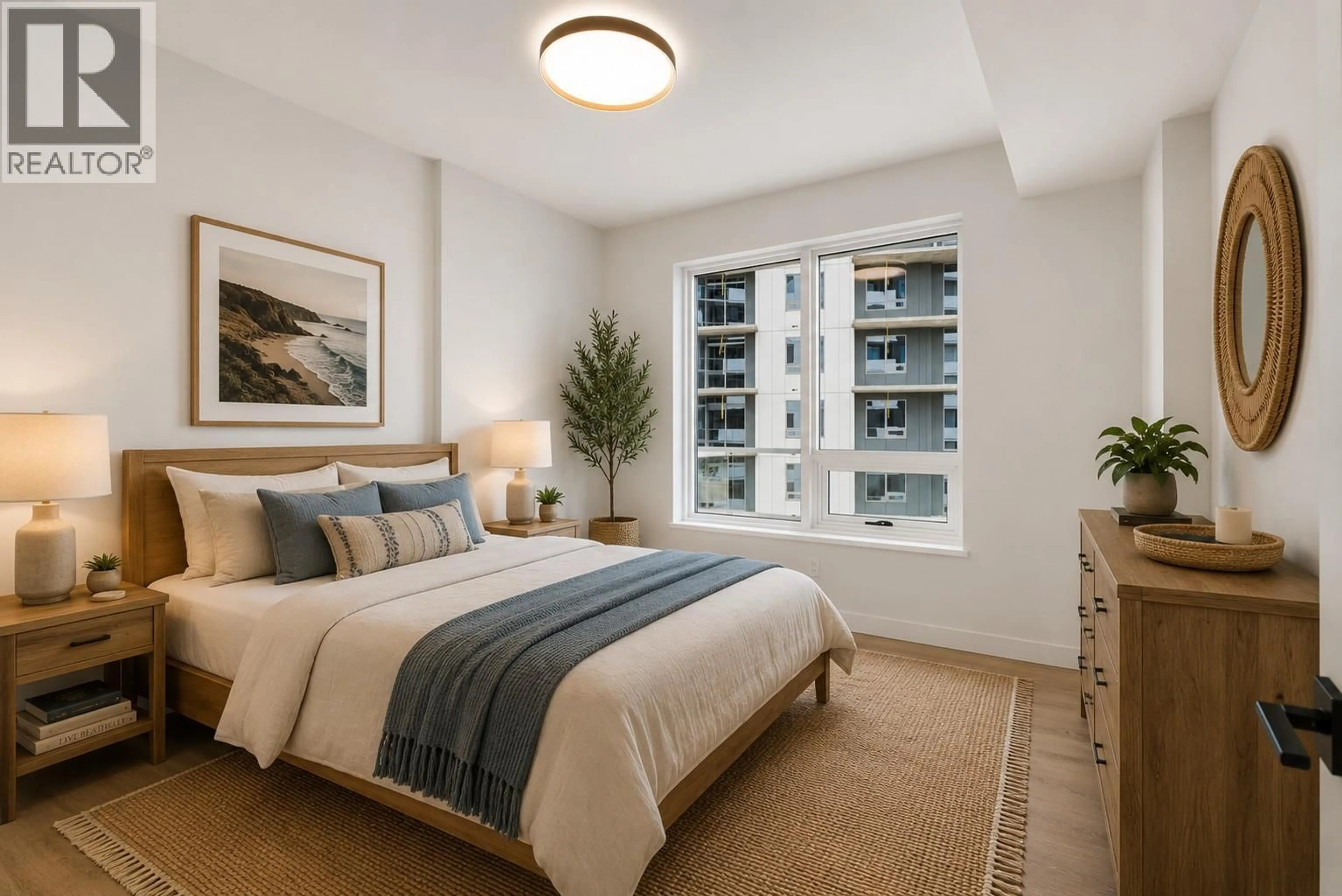 Bedroom with bed, carpet floor for 1307 - 460 NICOLA STREET, Kamloops British Columbia V2C0N2