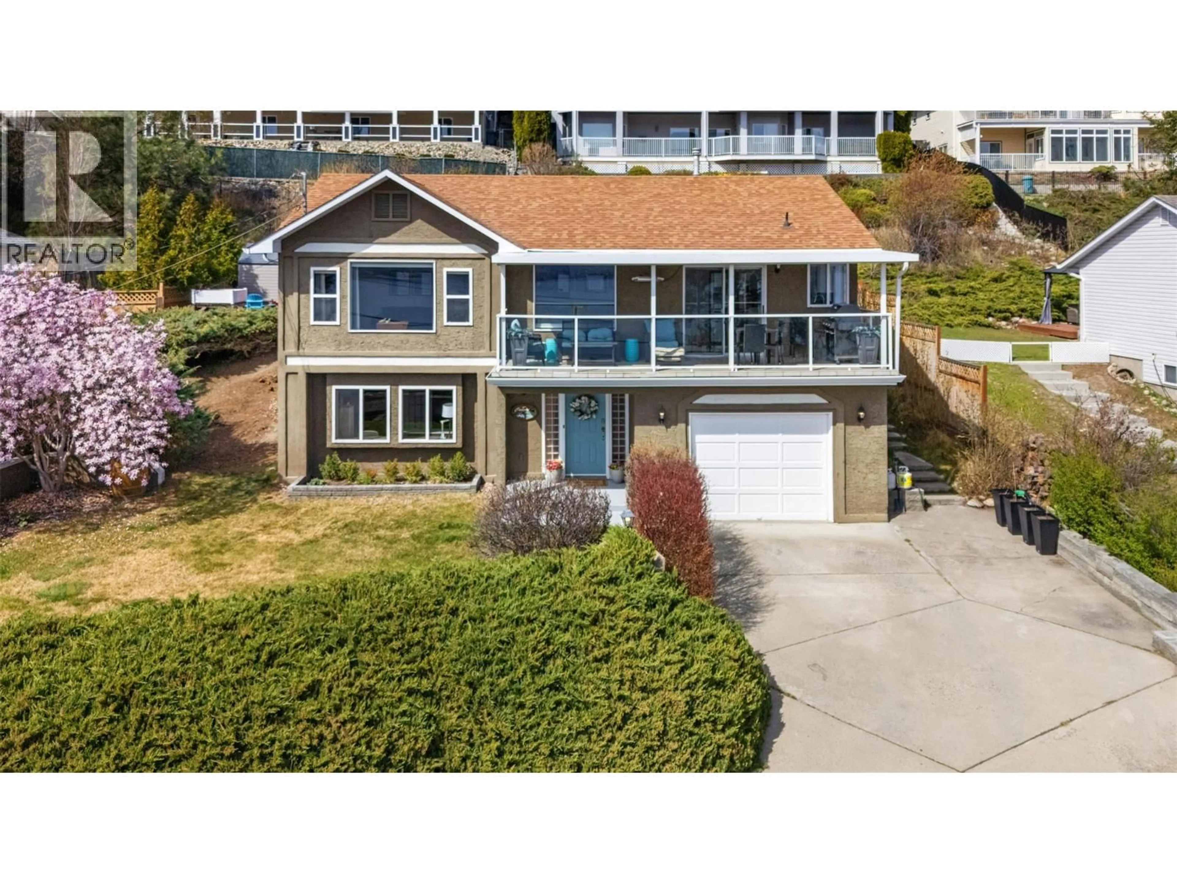 A pic from outside/outdoor area/front of a property/back of a property/a pic from drone, water/lake/river/ocean view for 5288 CLARENCE ROAD, Peachland British Columbia V0H1X2