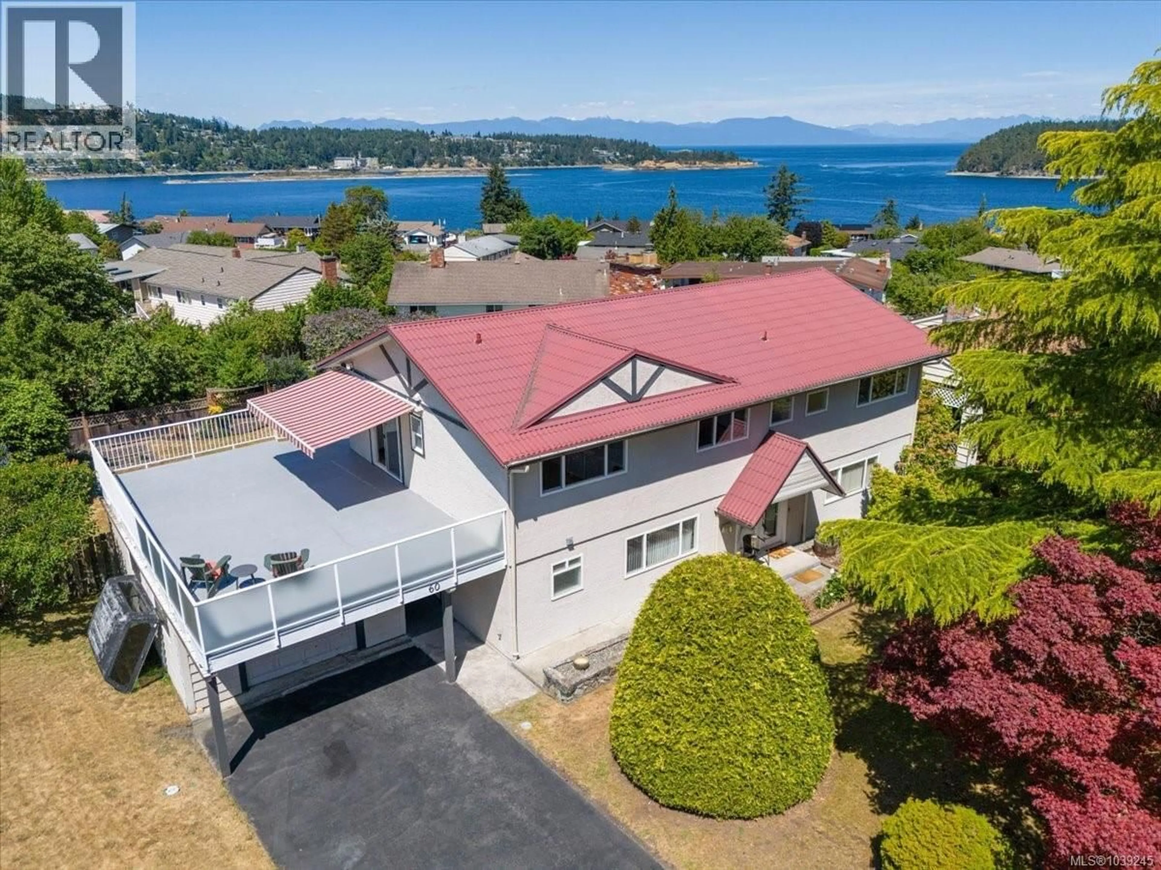A pic from outside/outdoor area/front of a property/back of a property/a pic from drone, water/lake/river/ocean view for 60 CILAIRE DRIVE, Nanaimo British Columbia V9S3E1