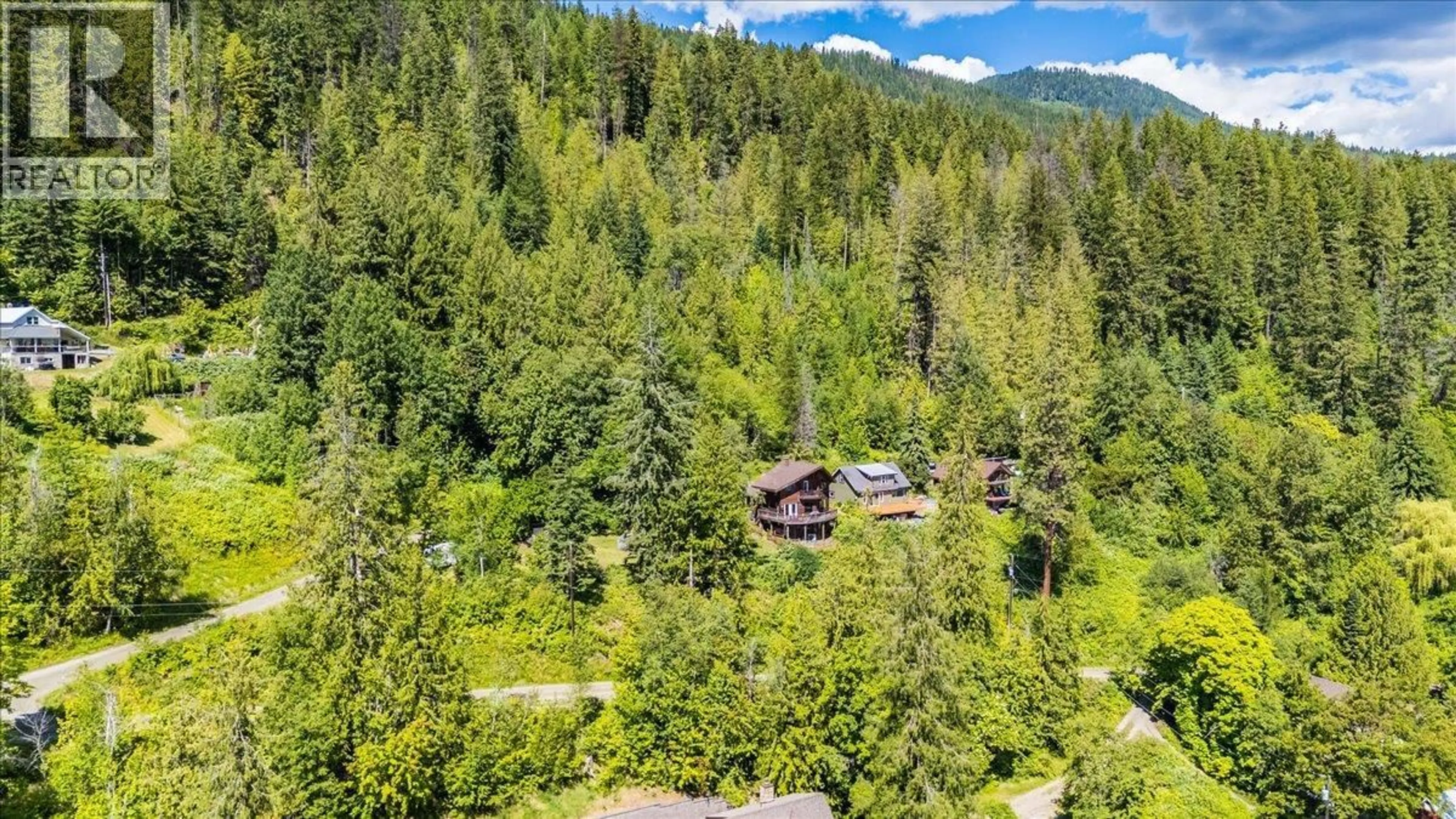 A pic from outside/outdoor area/front of a property/back of a property/a pic from drone, forest/trees view for 3548 TERRACE STREET, Ainsworth British Columbia V0G1A0