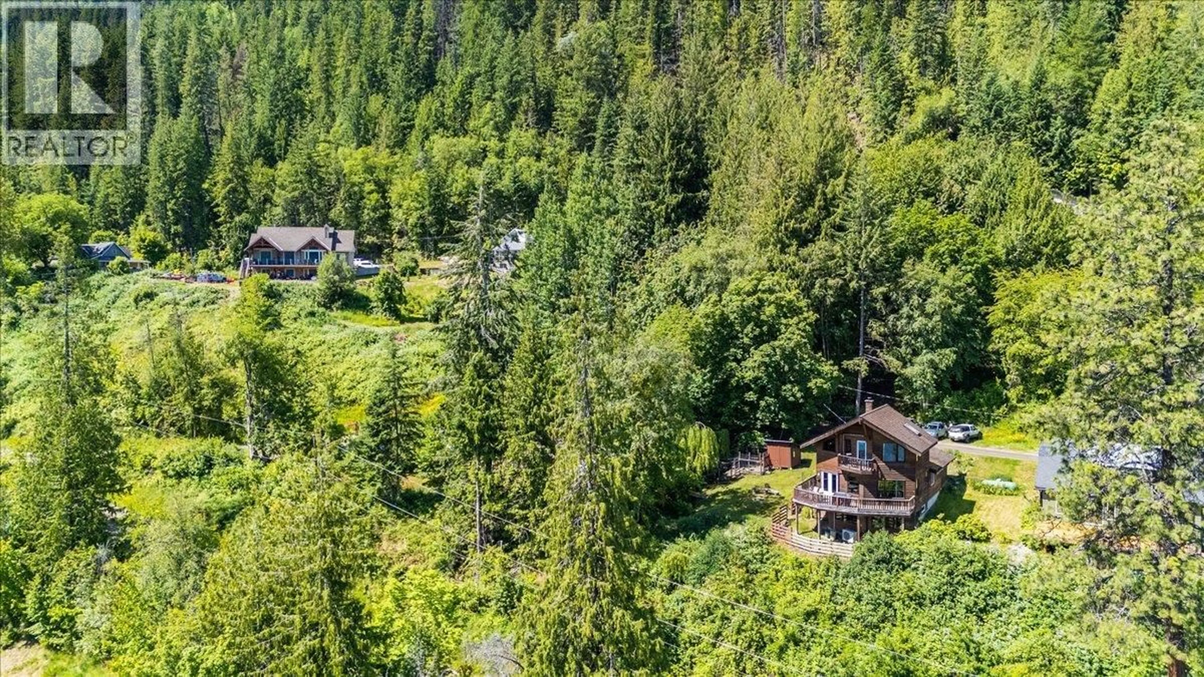 A pic from outside/outdoor area/front of a property/back of a property/a pic from drone, forest/trees view for 3548 TERRACE STREET, Ainsworth British Columbia V0G1A0