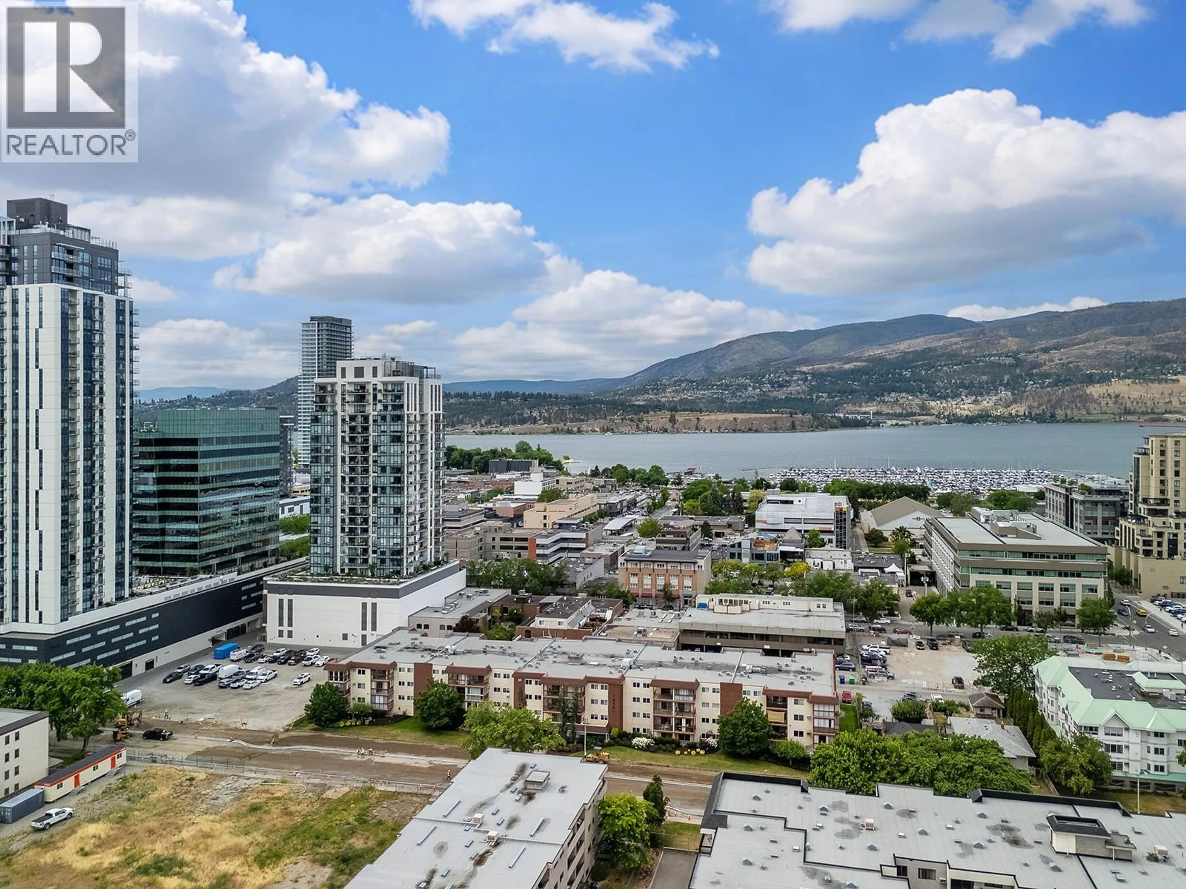 A pic from outside/outdoor area/front of a property/back of a property/a pic from drone, city buildings view from balcony for 319 - 1450 BERTRAM STREET, Kelowna British Columbia V1Y8R9