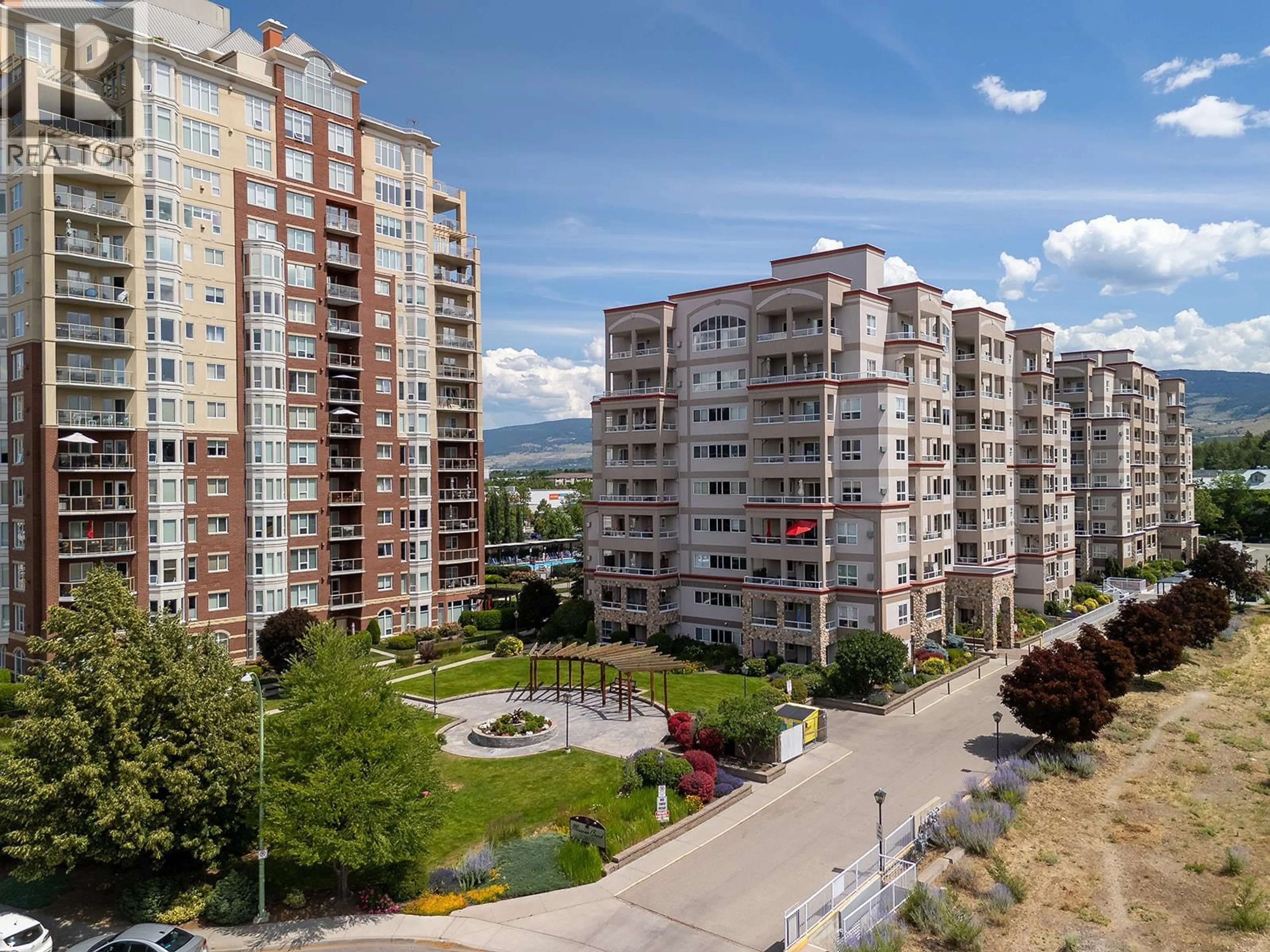 A pic from outside/outdoor area/front of a property/back of a property/a pic from drone, city buildings view from balcony for 503 - 1967 UNDERHILL STREET, Kelowna British Columbia V1X8C9
