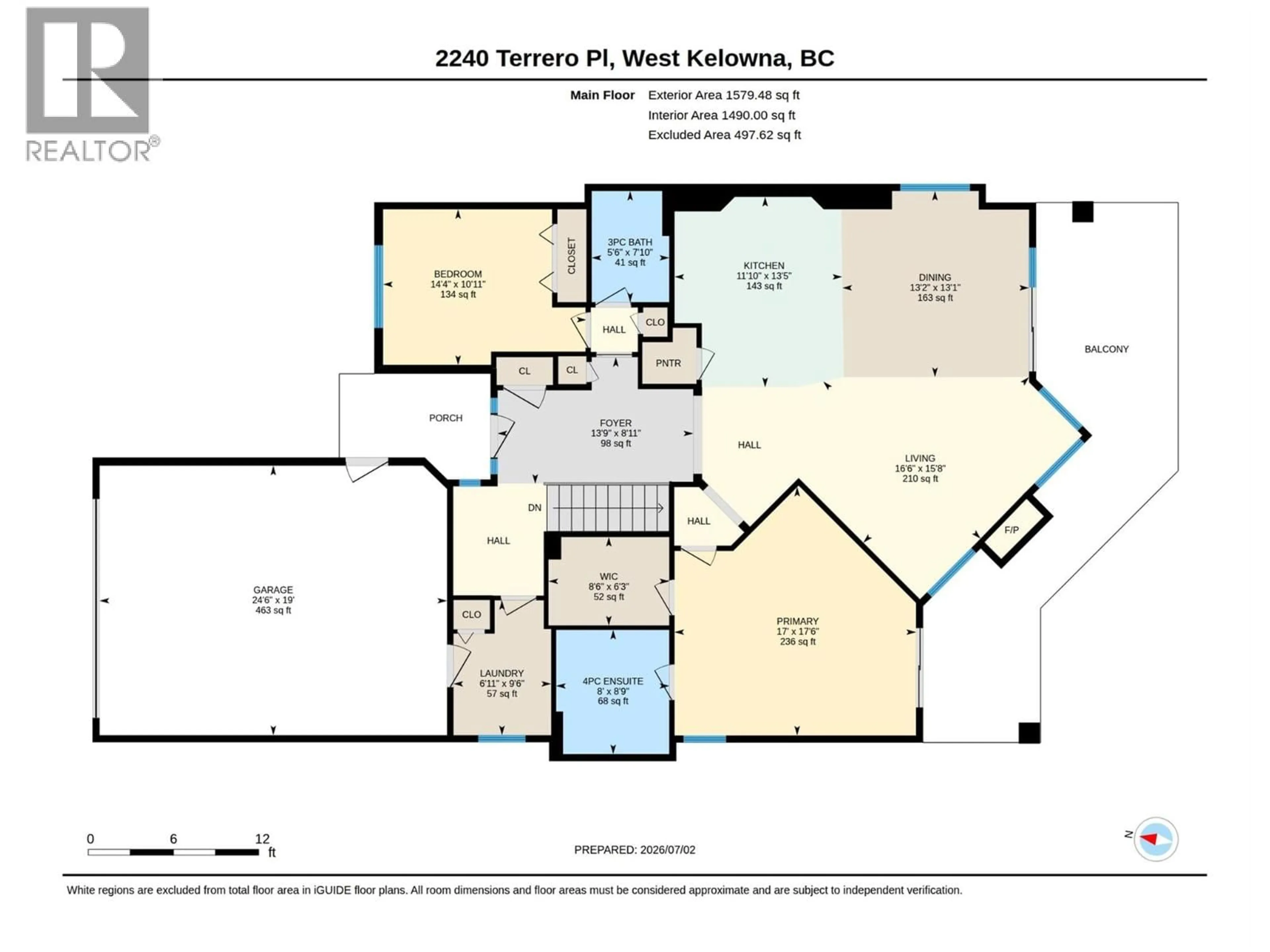 Floor plan for 2240 TERRERO PLACE, Westbank British Columbia V4T3B7