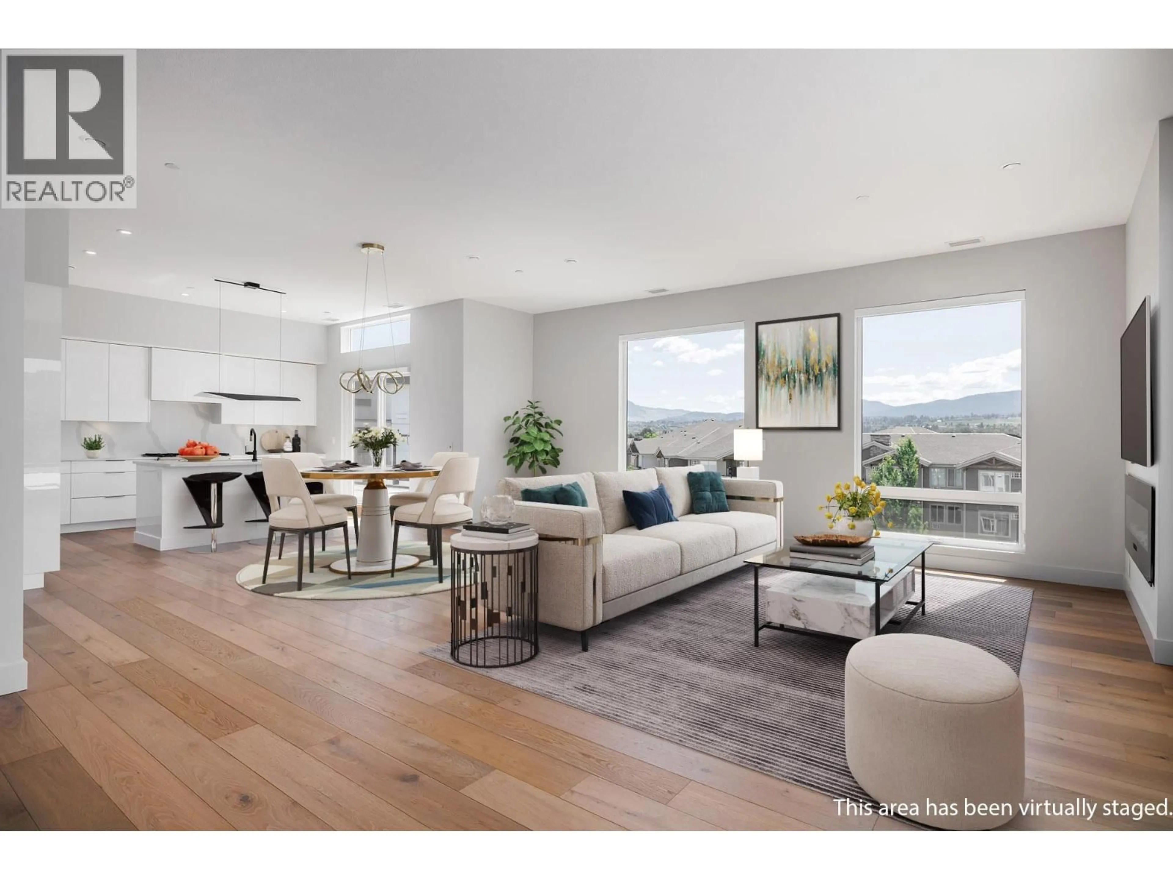 Living room with furniture, wood/laminate floor for 601 - 3642 MISSION SPRINGS DRIVE, Kelowna British Columbia V1W0E1