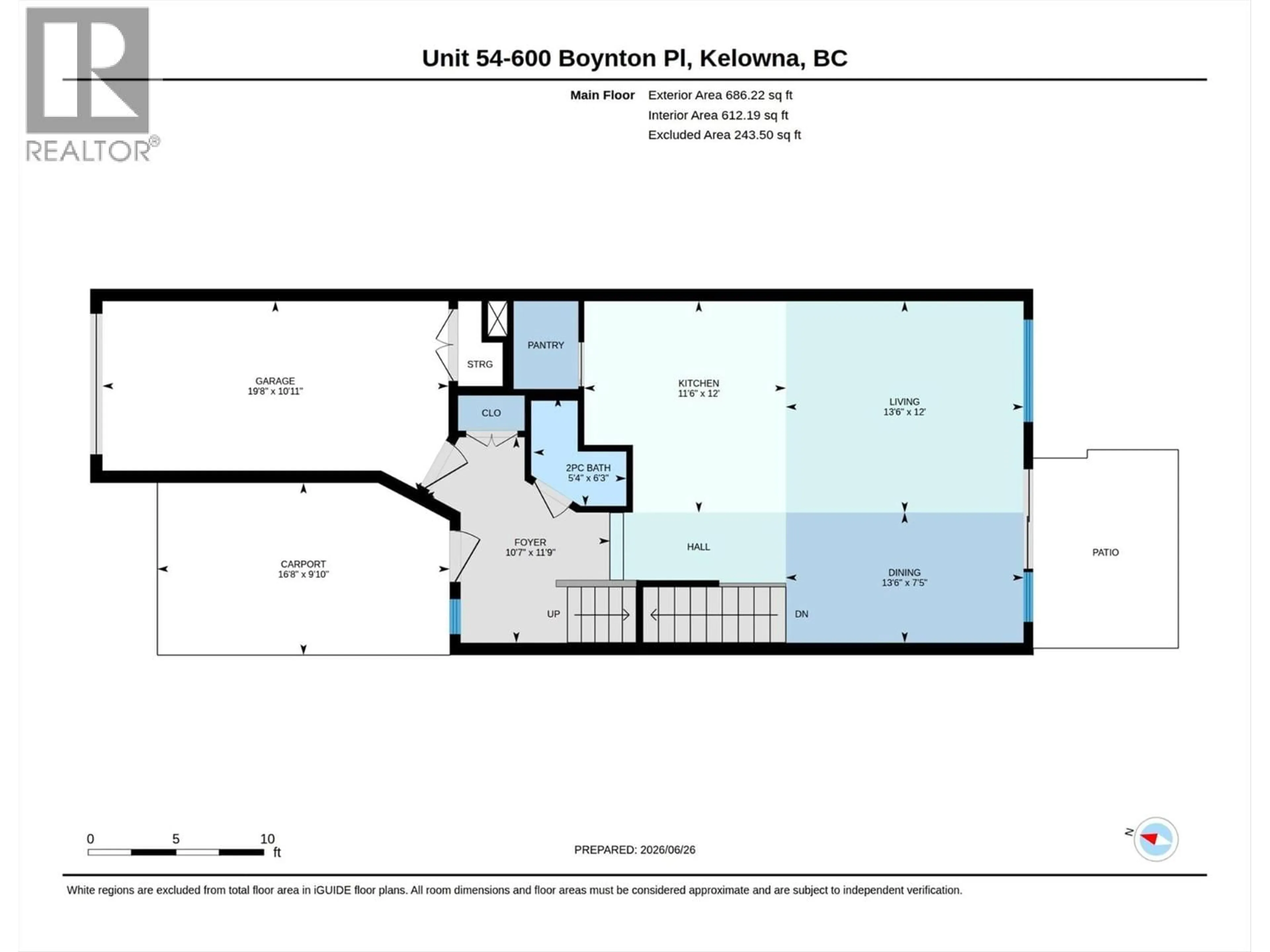 Floor plan for 54 - 600 BOYNTON PLACE, Kelowna British Columbia V1V3B8