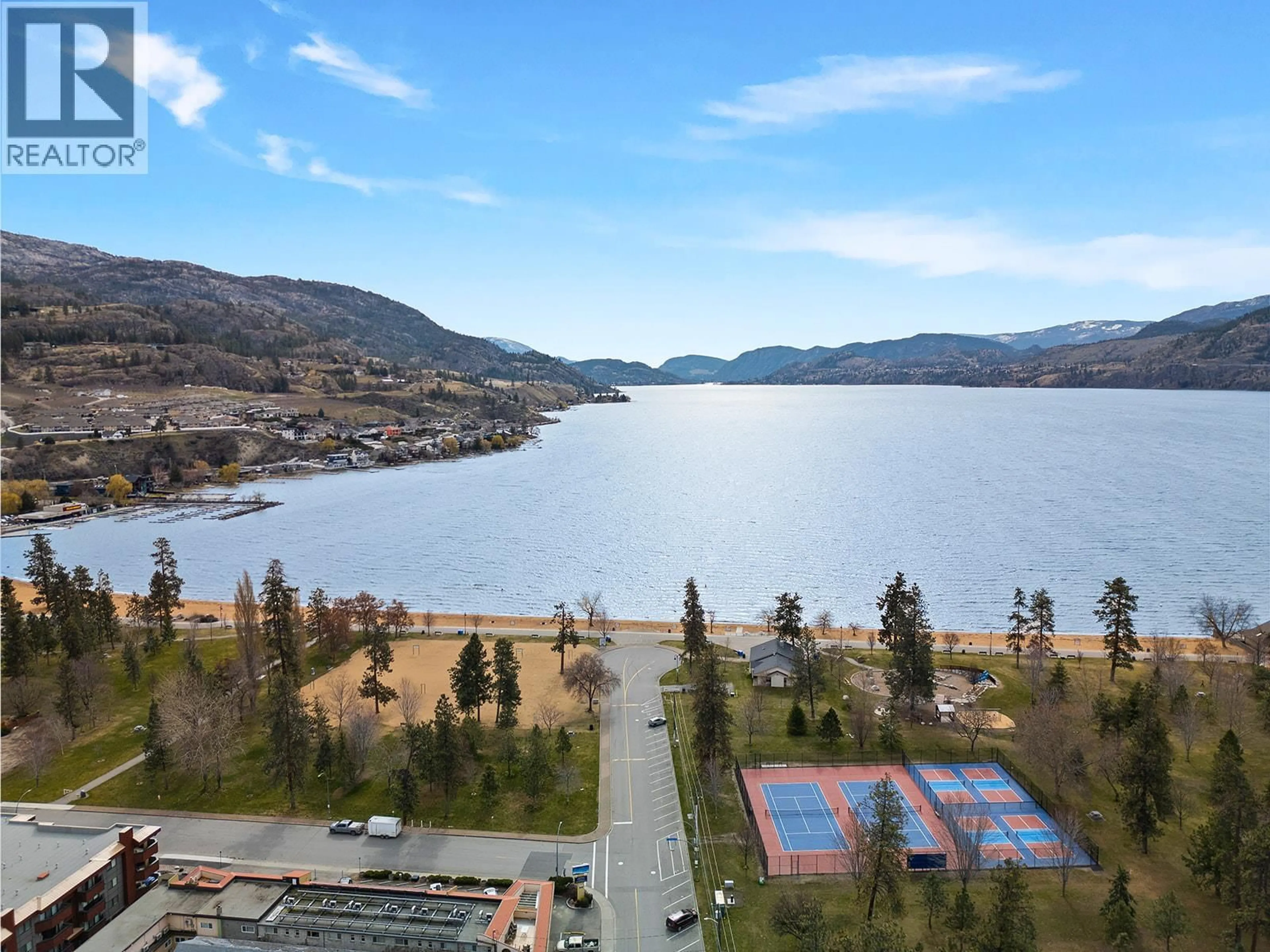 A pic from outside/outdoor area/front of a property/back of a property/a pic from drone, water/lake/river/ocean view for 1203 - 3388 SKAHA LAKE ROAD, Penticton British Columbia V2A6G4