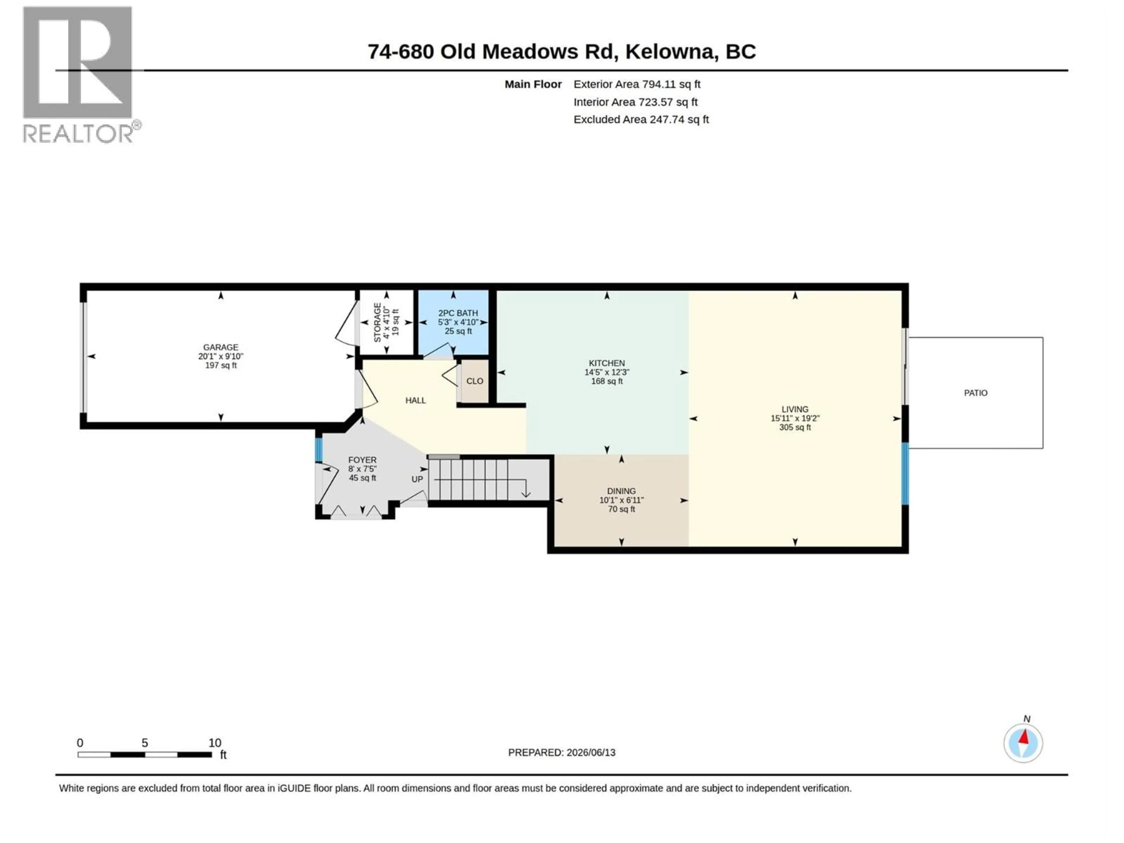 Floor plan for 74 - 680 OLD MEADOWS ROAD, Kelowna British Columbia V1W5L4