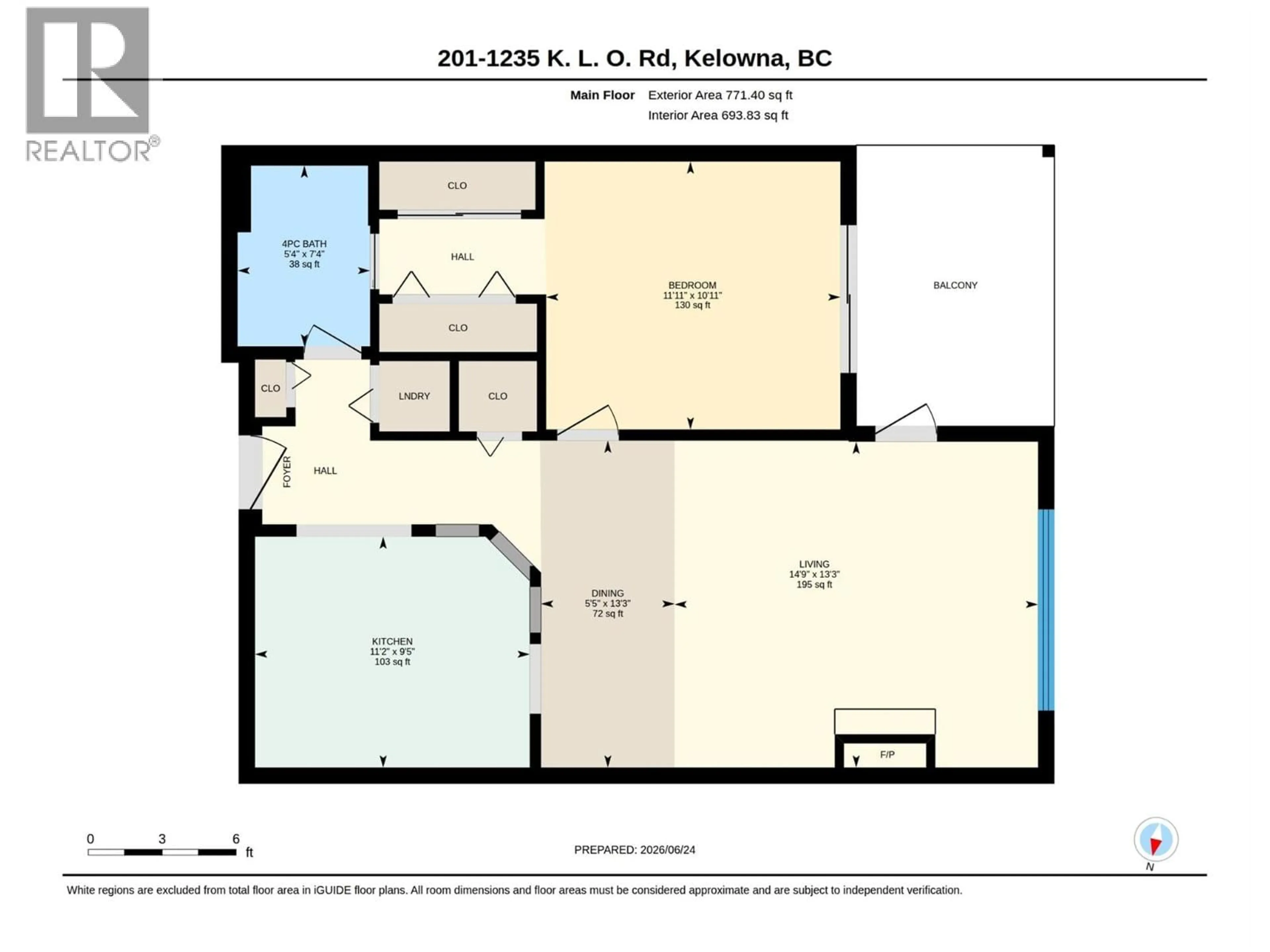 Floor plan for 201 - 1235 KLO ROAD, Kelowna British Columbia V1W3N7