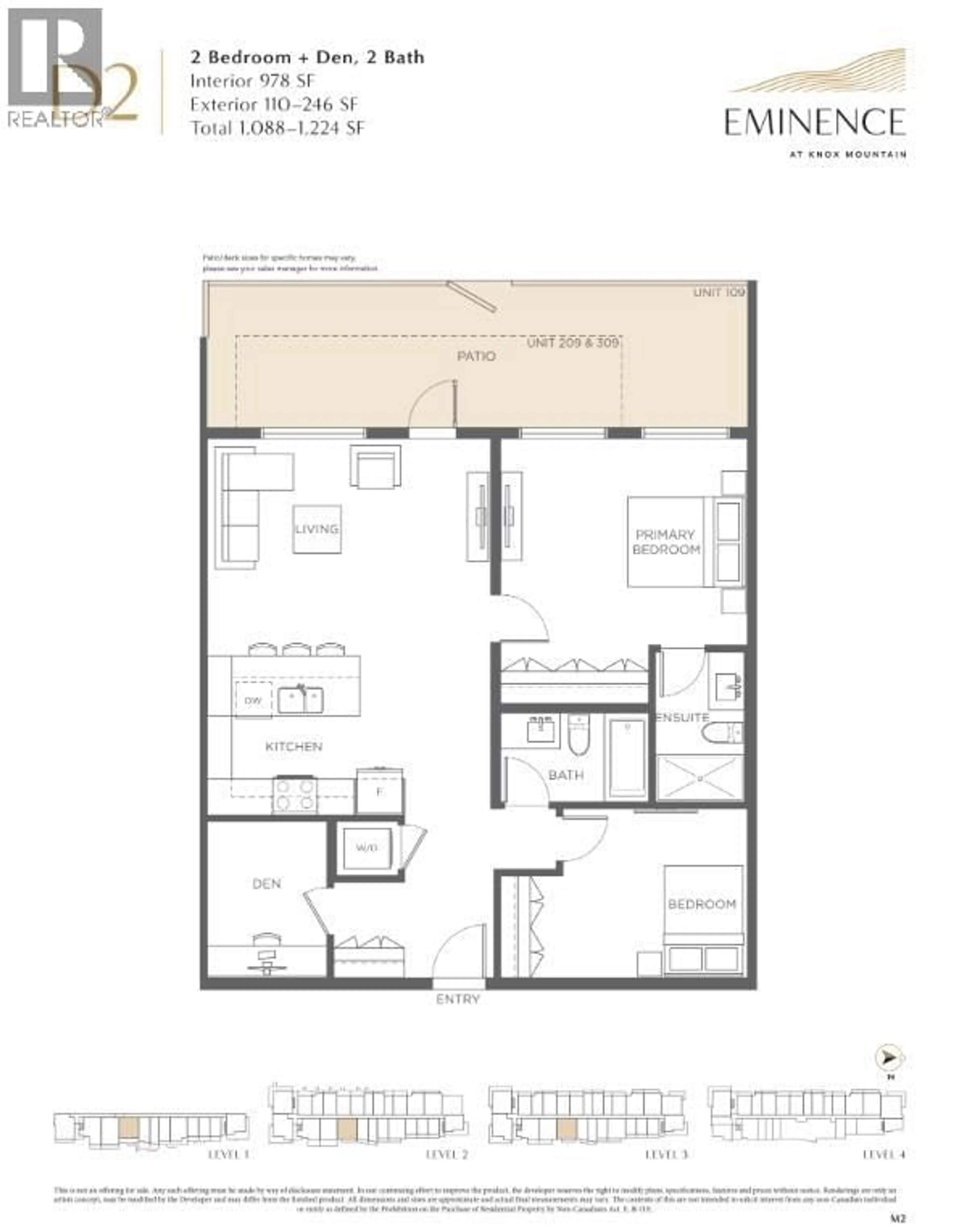 Floor plan for 209 - 630 BOYNTON PLACE, Kelowna British Columbia V1V3B8
