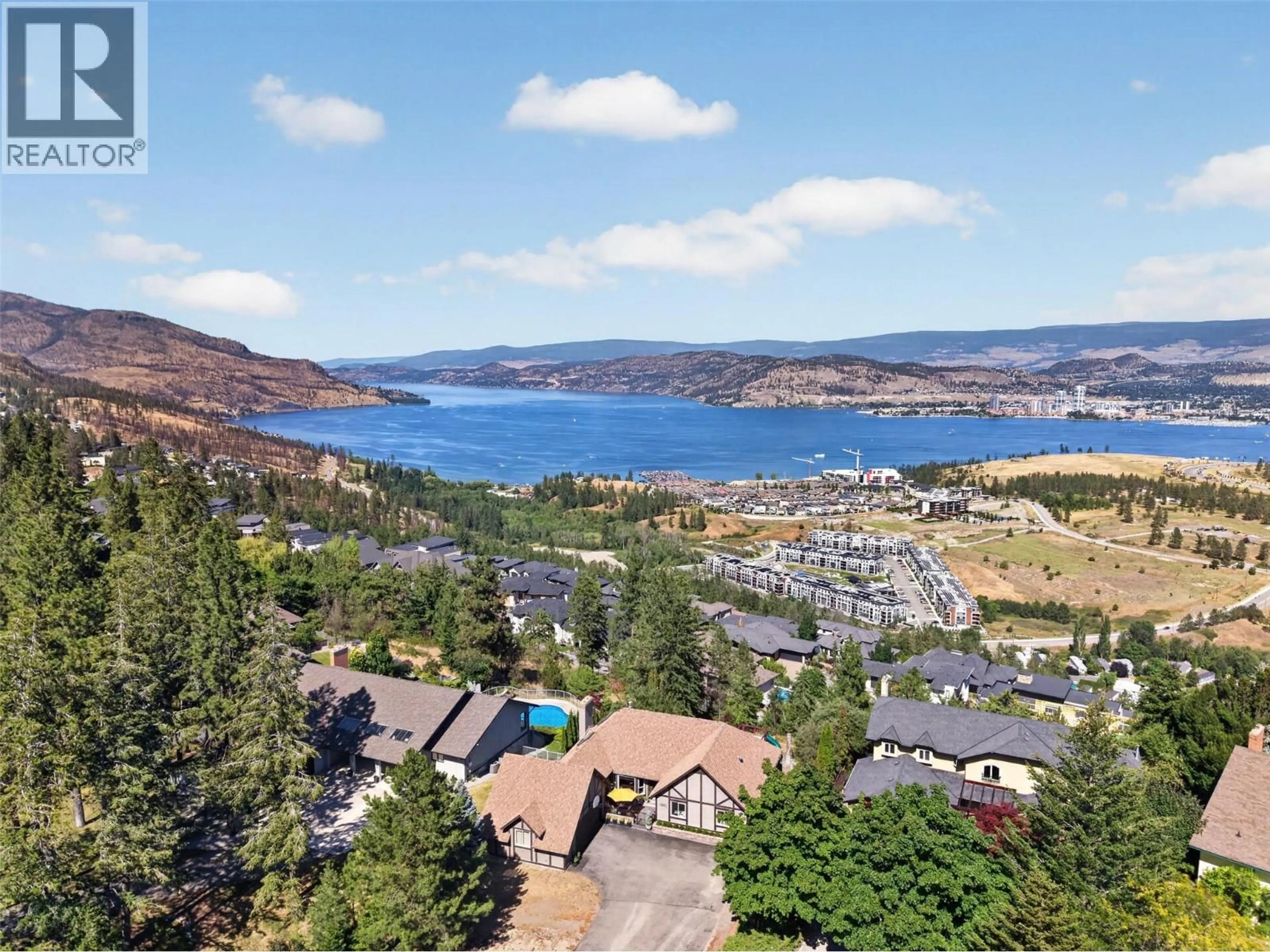 A pic from outside/outdoor area/front of a property/back of a property/a pic from drone, water/lake/river/ocean view for 1863 HORIZON DRIVE, West Kelowna British Columbia V1Z3E4