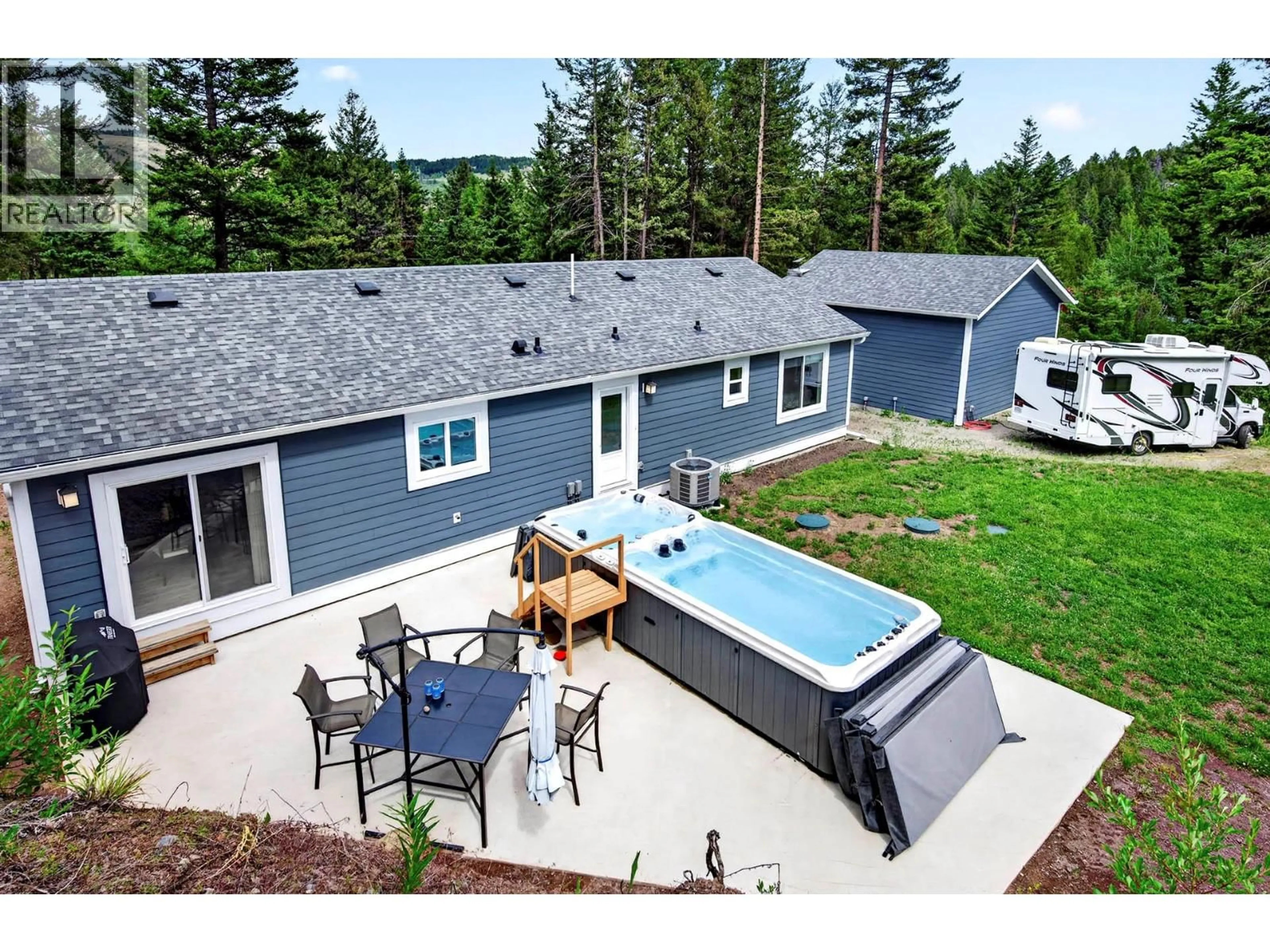 A pic from outside/outdoor area/front of a property/back of a property/a pic from drone, water/lake/river/ocean view for 393 WILD ROSE DRIVE, Merritt British Columbia V0K1Y0