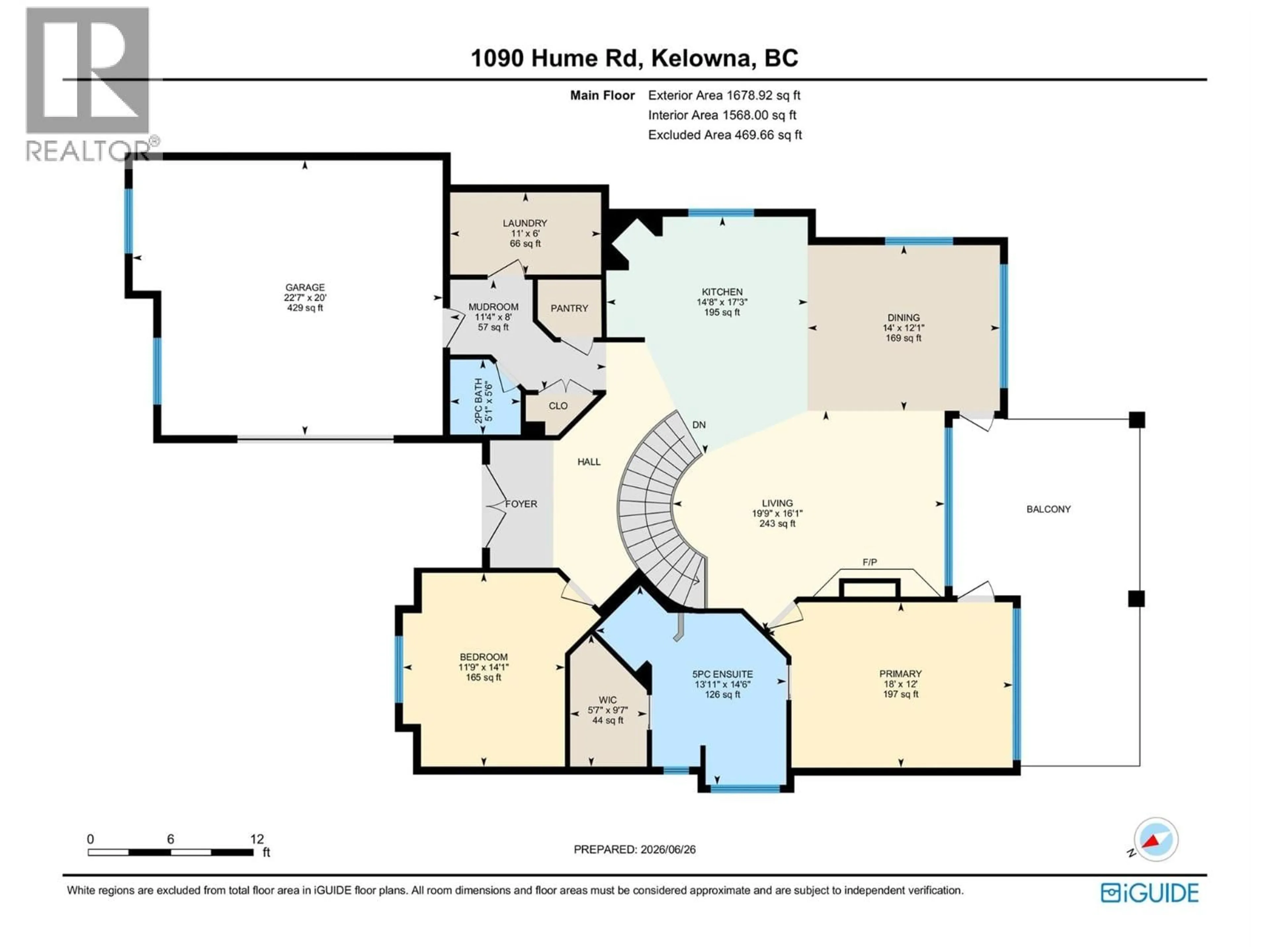 Floor plan for 1090 HUME AVENUE, Kelowna British Columbia V1P1P2