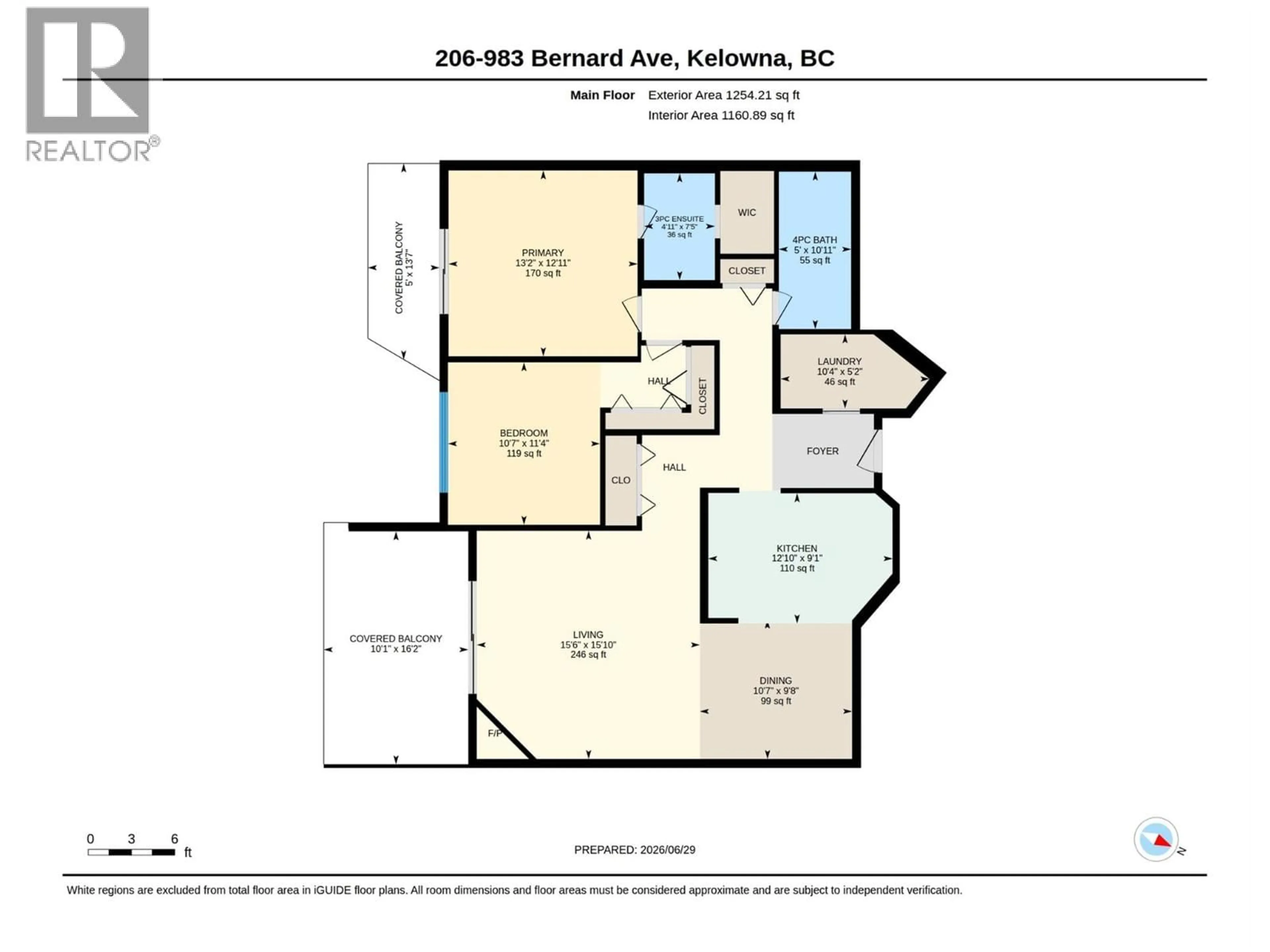 Floor plan for 206 - 983 BERNARD AVENUE, Kelowna British Columbia V1Y6P7